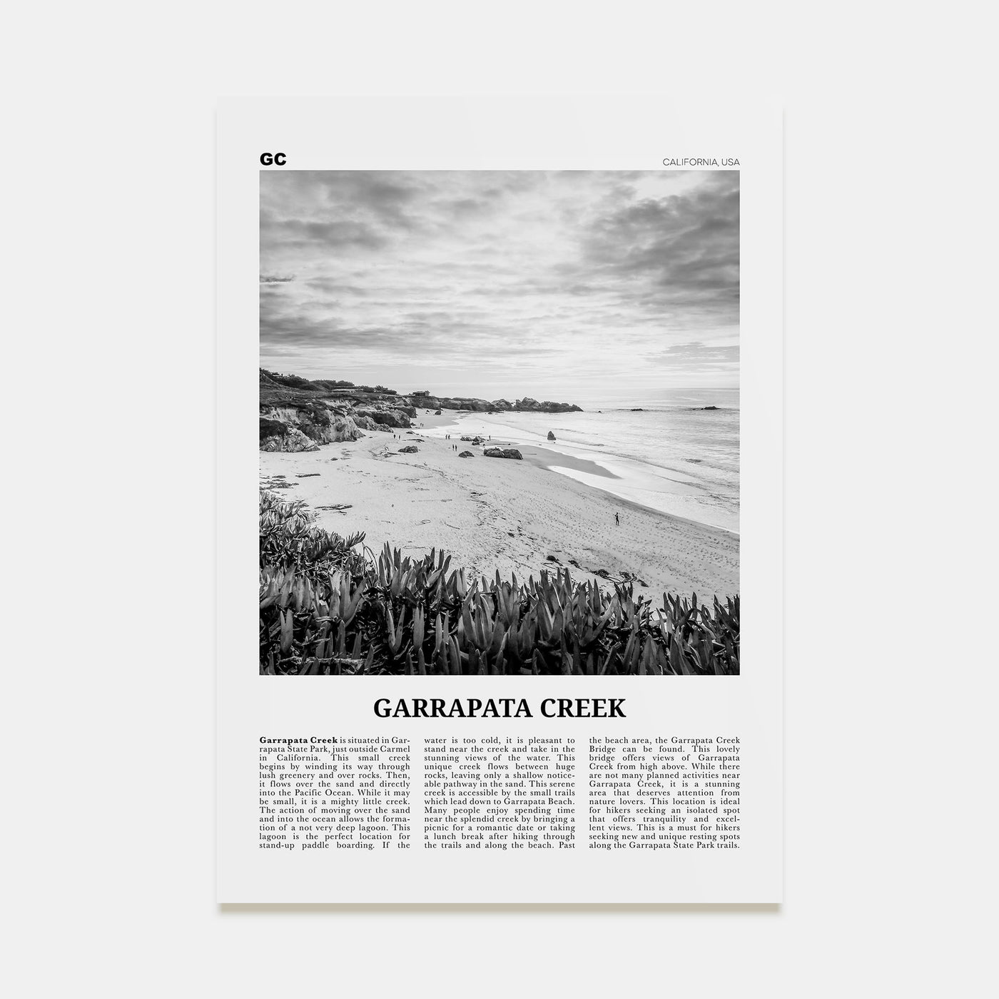 Garrapata Creek Travel B&W Poster