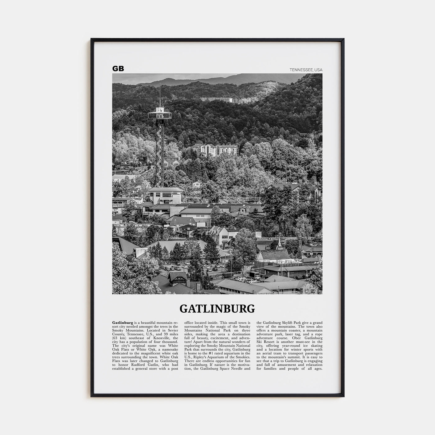 Gatlinburg Travel B&W Poster