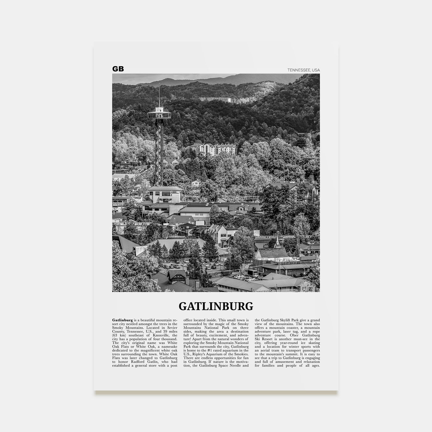 Gatlinburg Travel B&W Poster