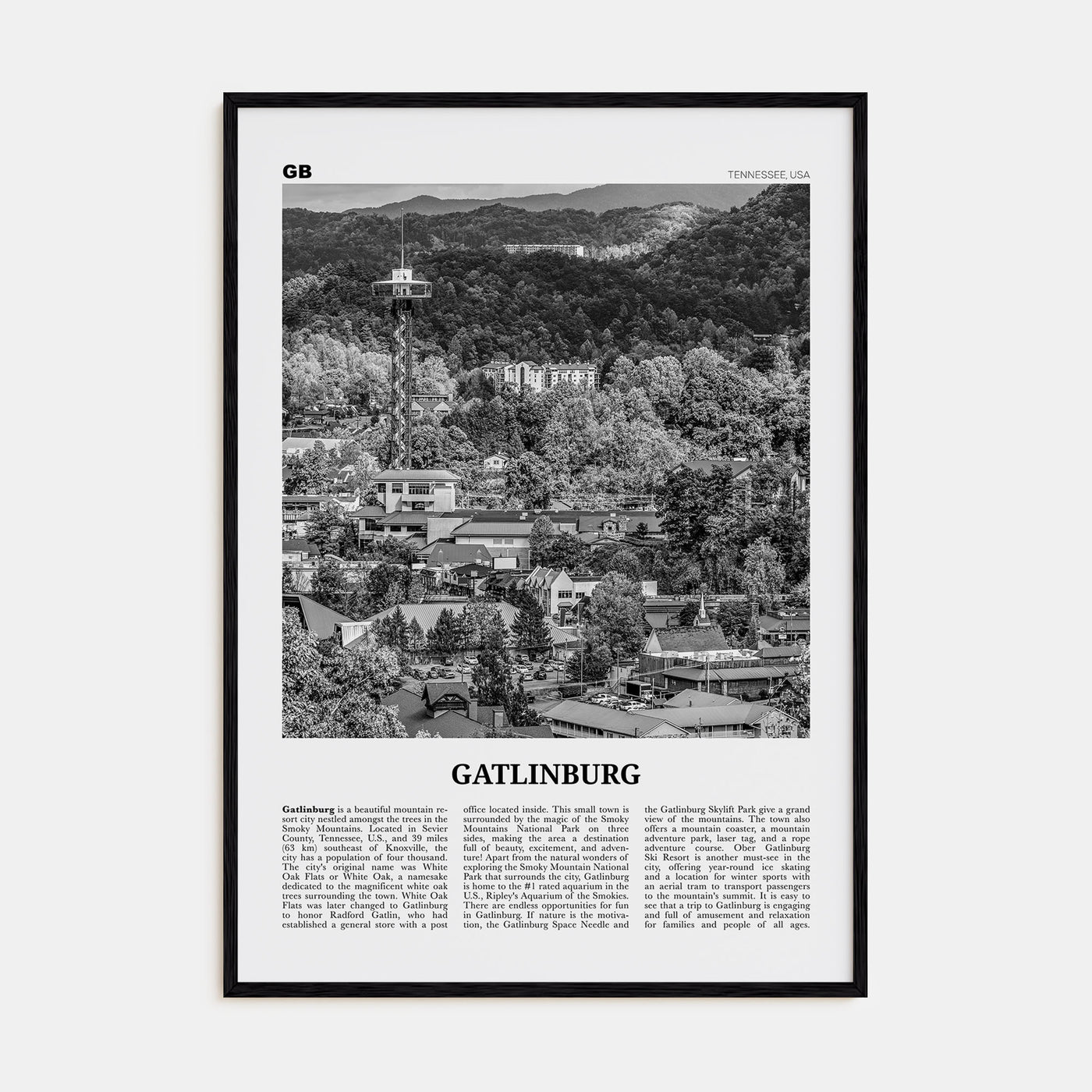 Gatlinburg Travel B&W Poster