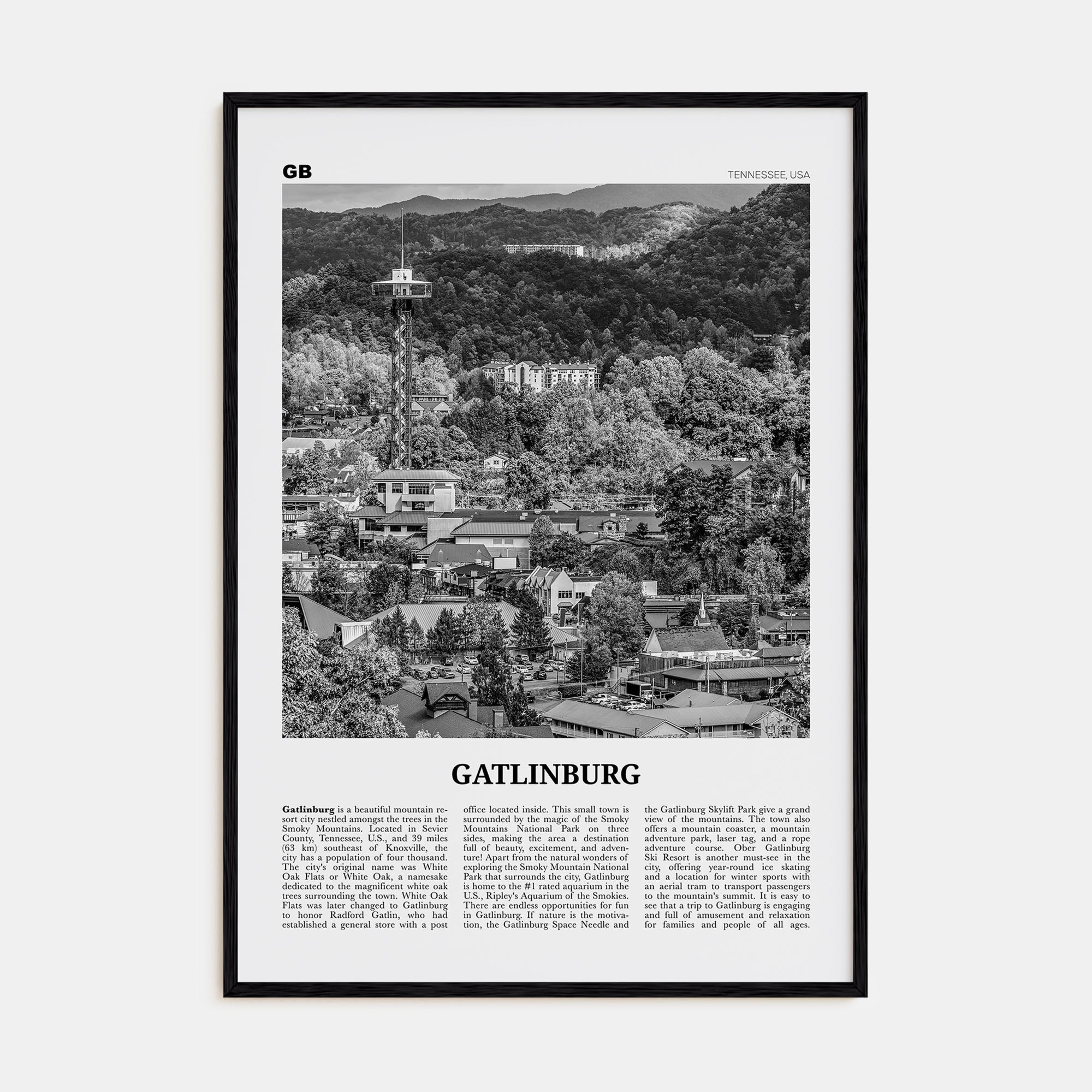 Gatlinburg Travel B&W Poster