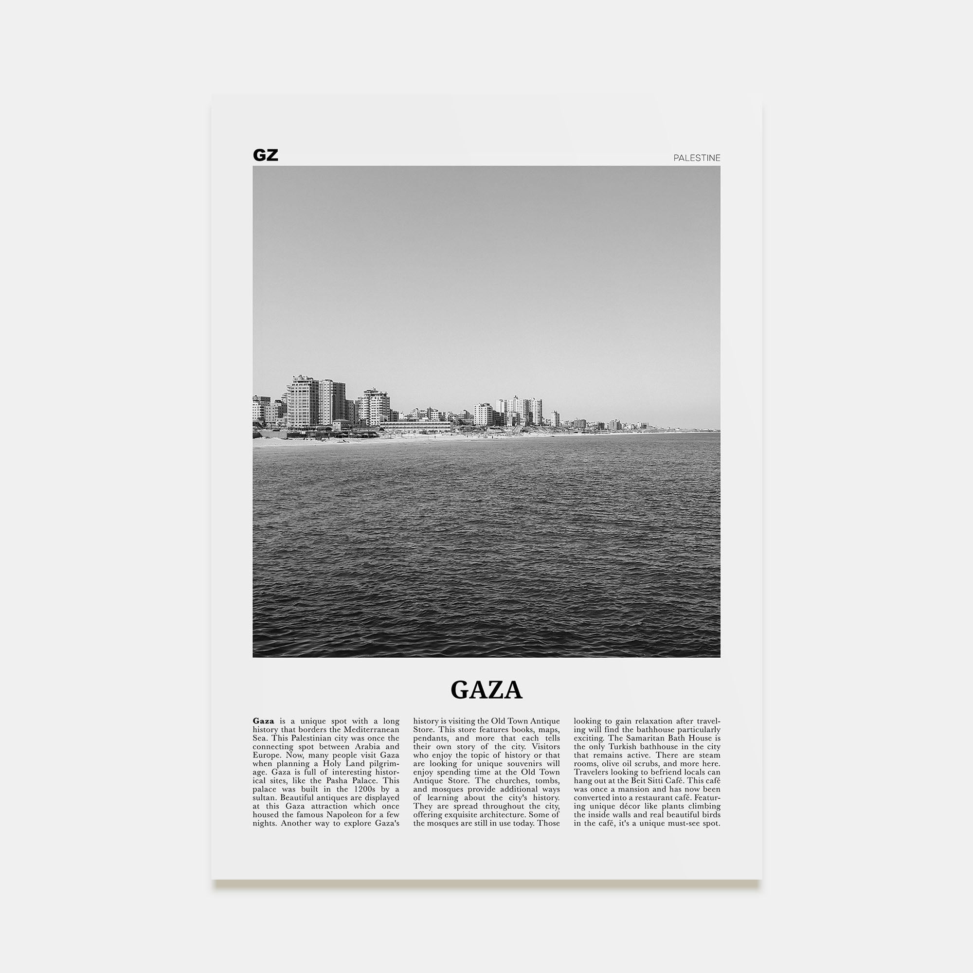 Gaza Travel B&W Poster