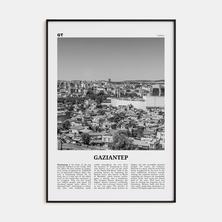 Gaziantep Travel B&W Poster