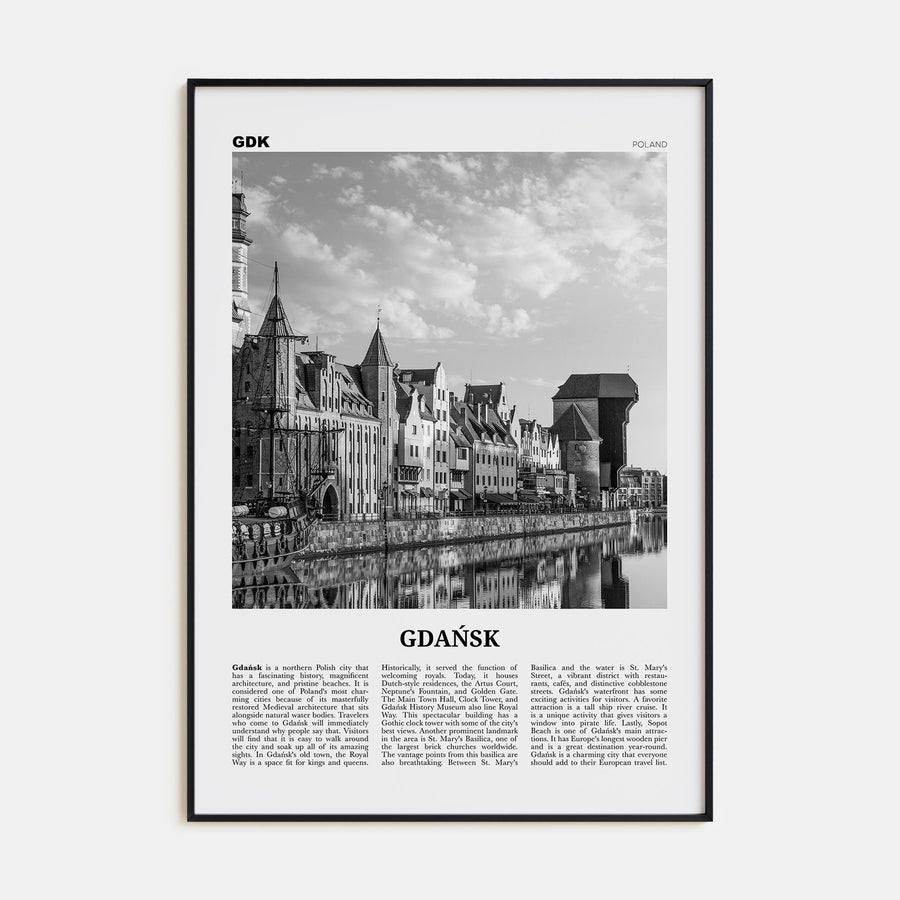 Gdańsk Travel B&W No 1 Poster