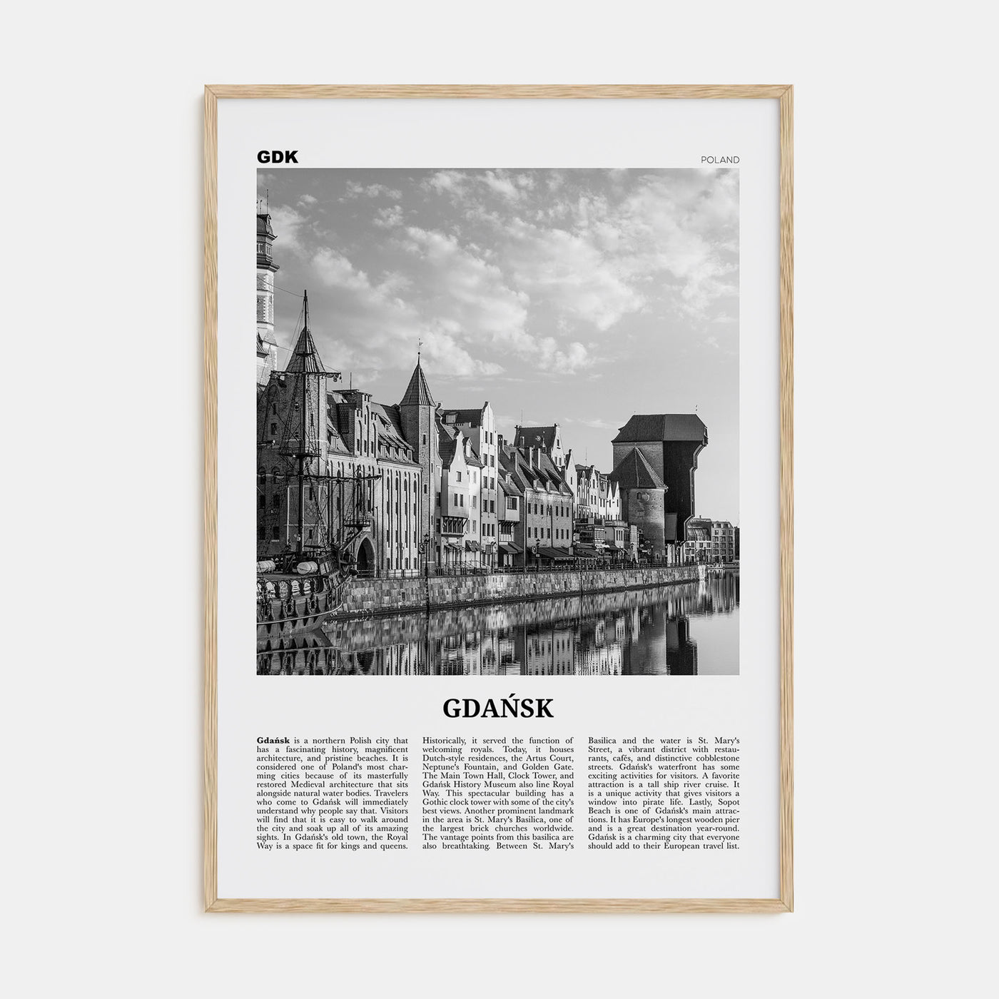 Gdańsk Travel B&W No 1 Poster