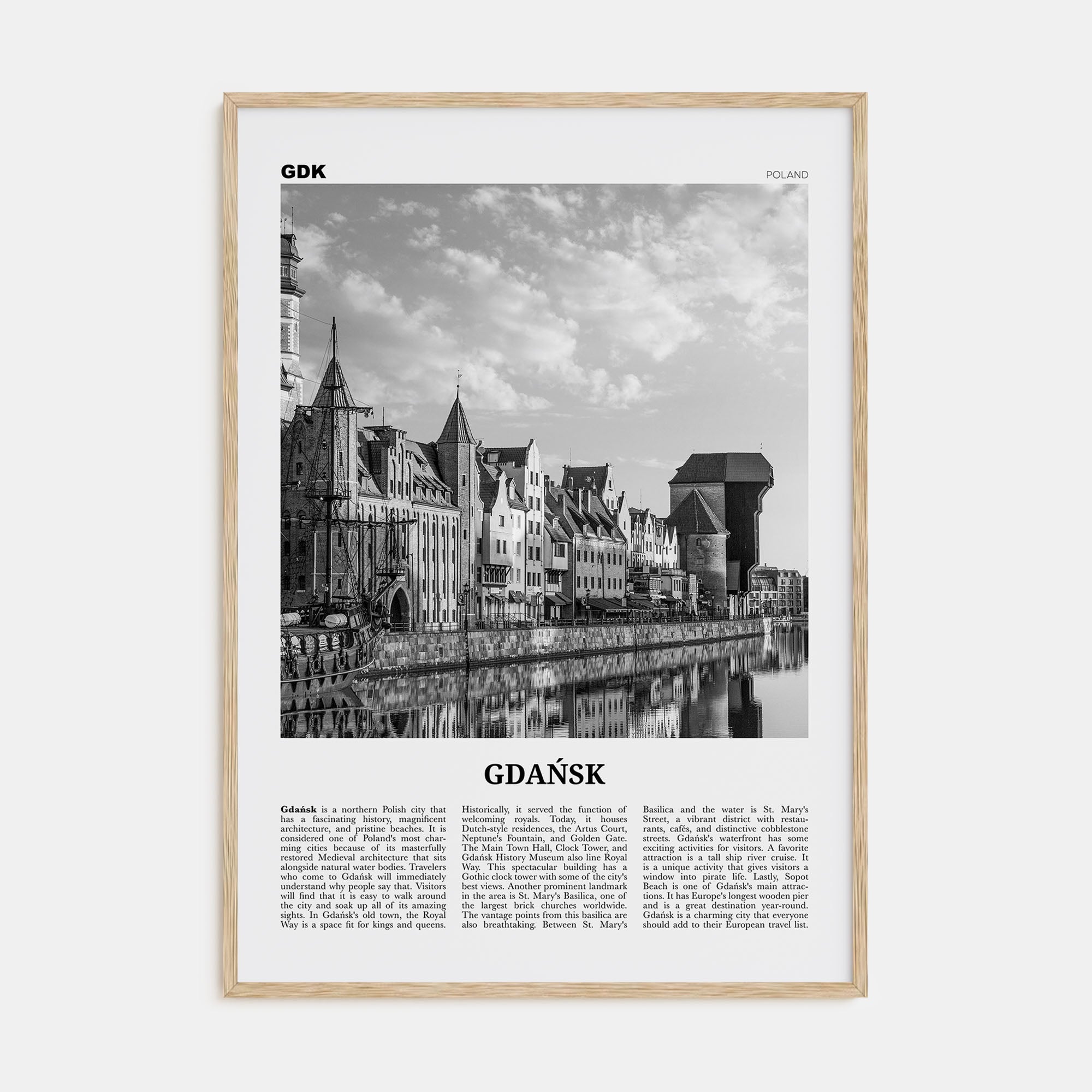 Gdańsk Travel B&W No 1 Poster
