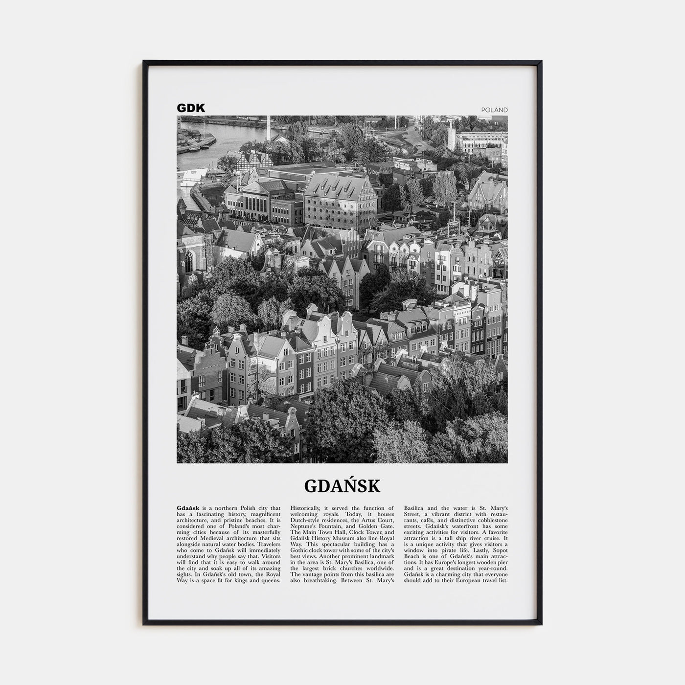 Gdańsk Travel B&W No 2 Poster
