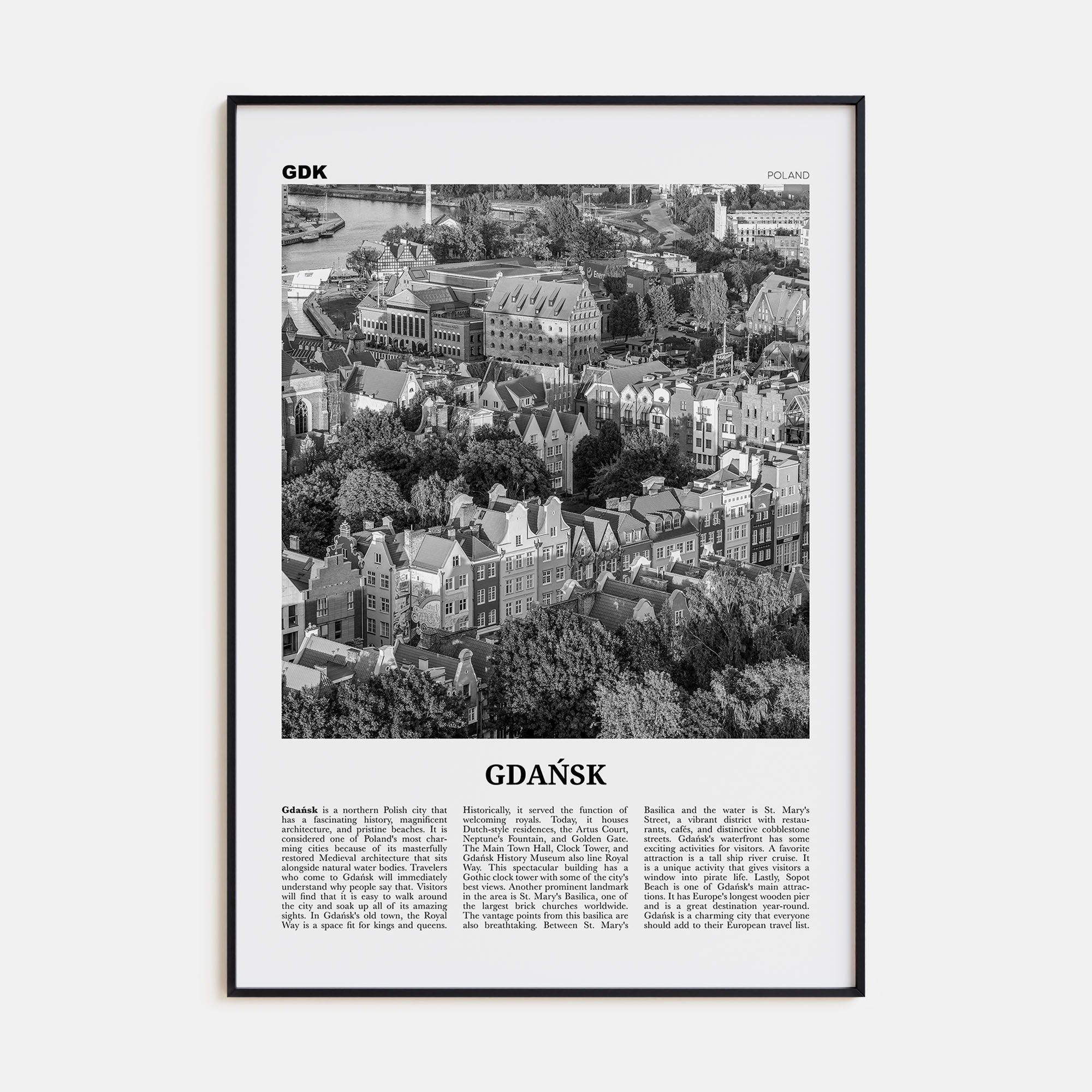 Gdańsk Travel B&W No 2 Poster