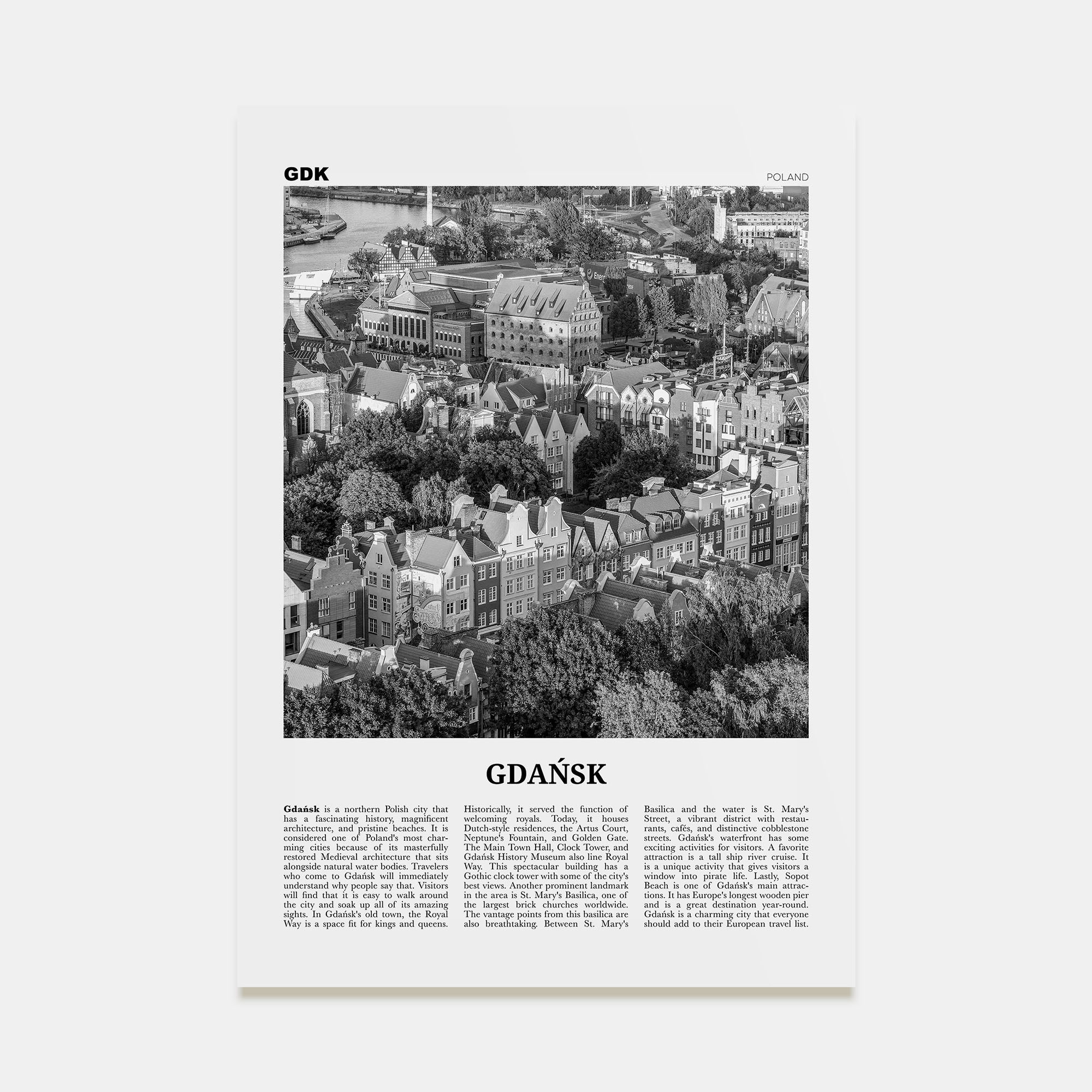 Gdańsk Travel B&W No 2 Poster