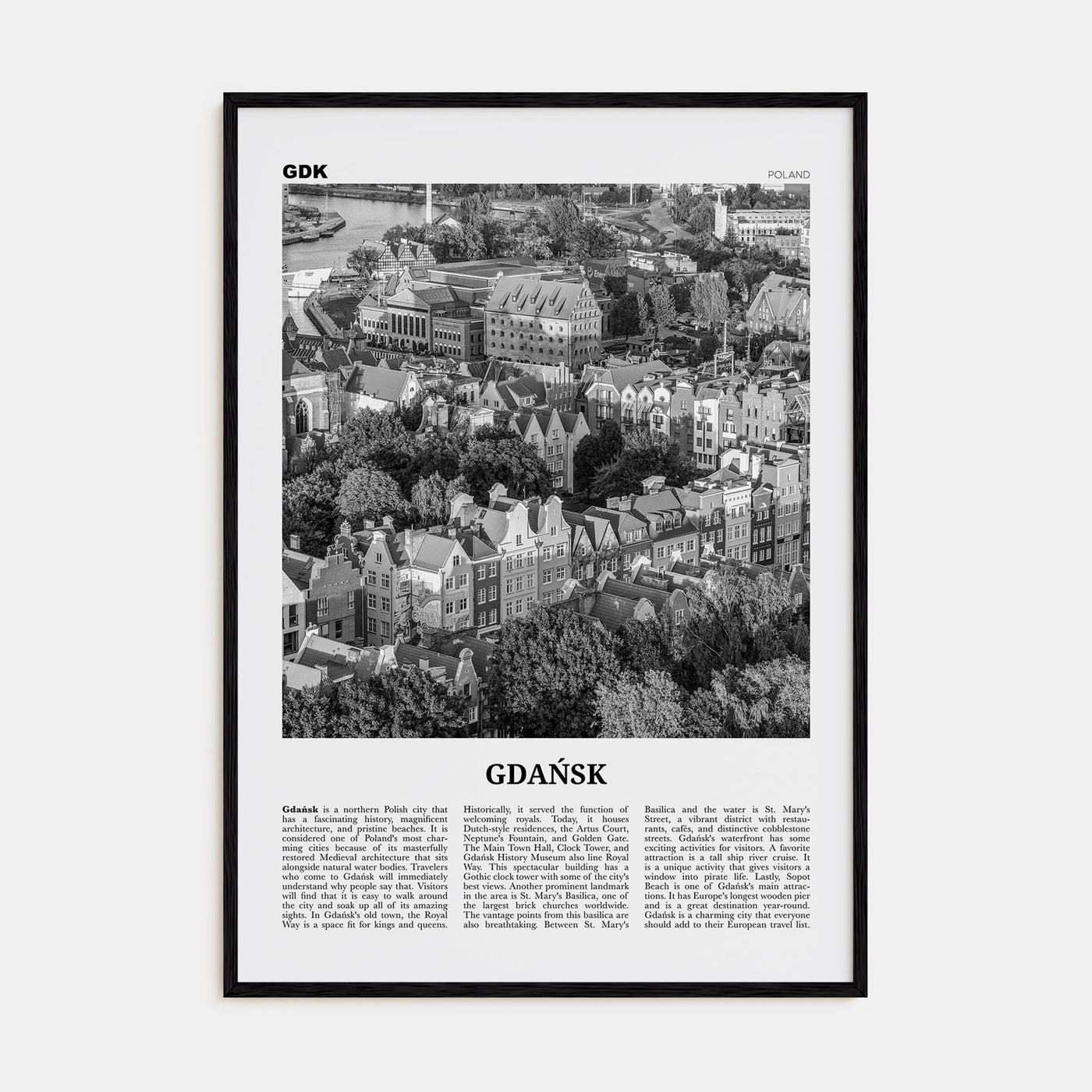 Gdańsk Travel B&W No 2 Poster