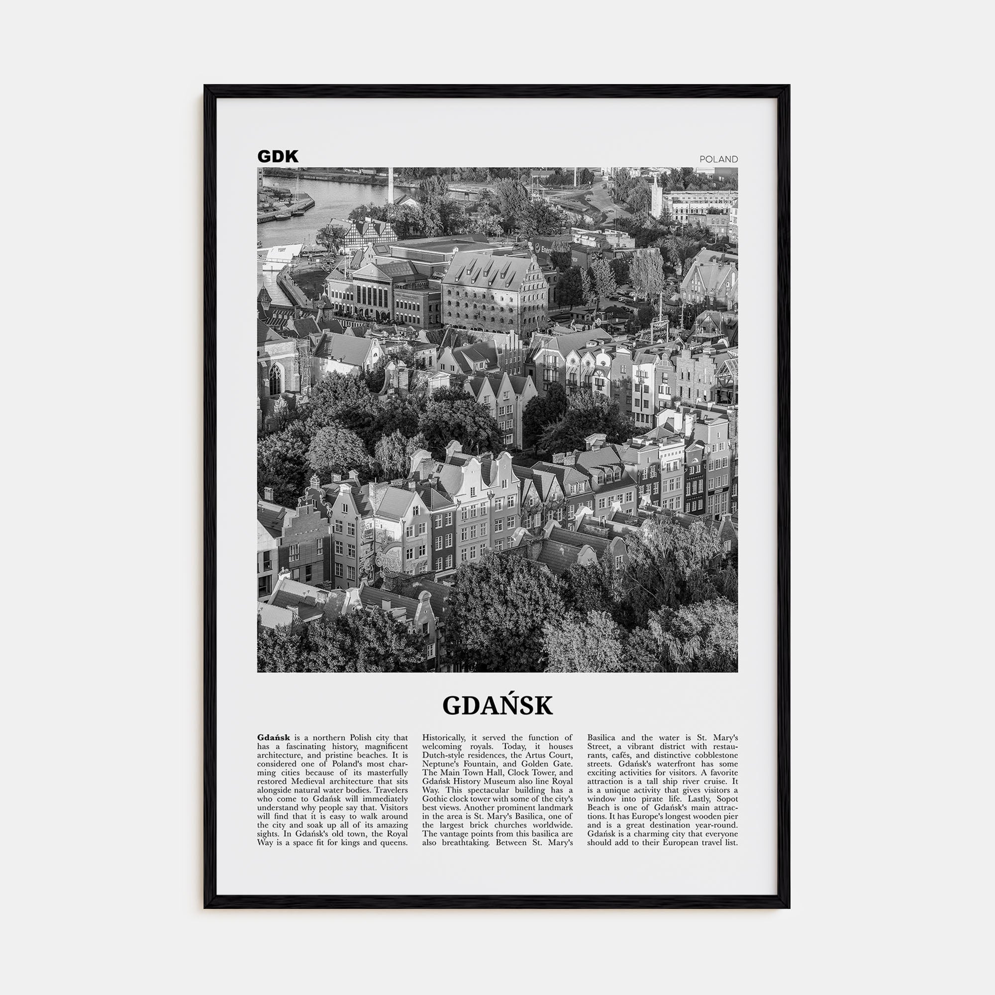 Gdańsk Travel B&W No 2 Poster