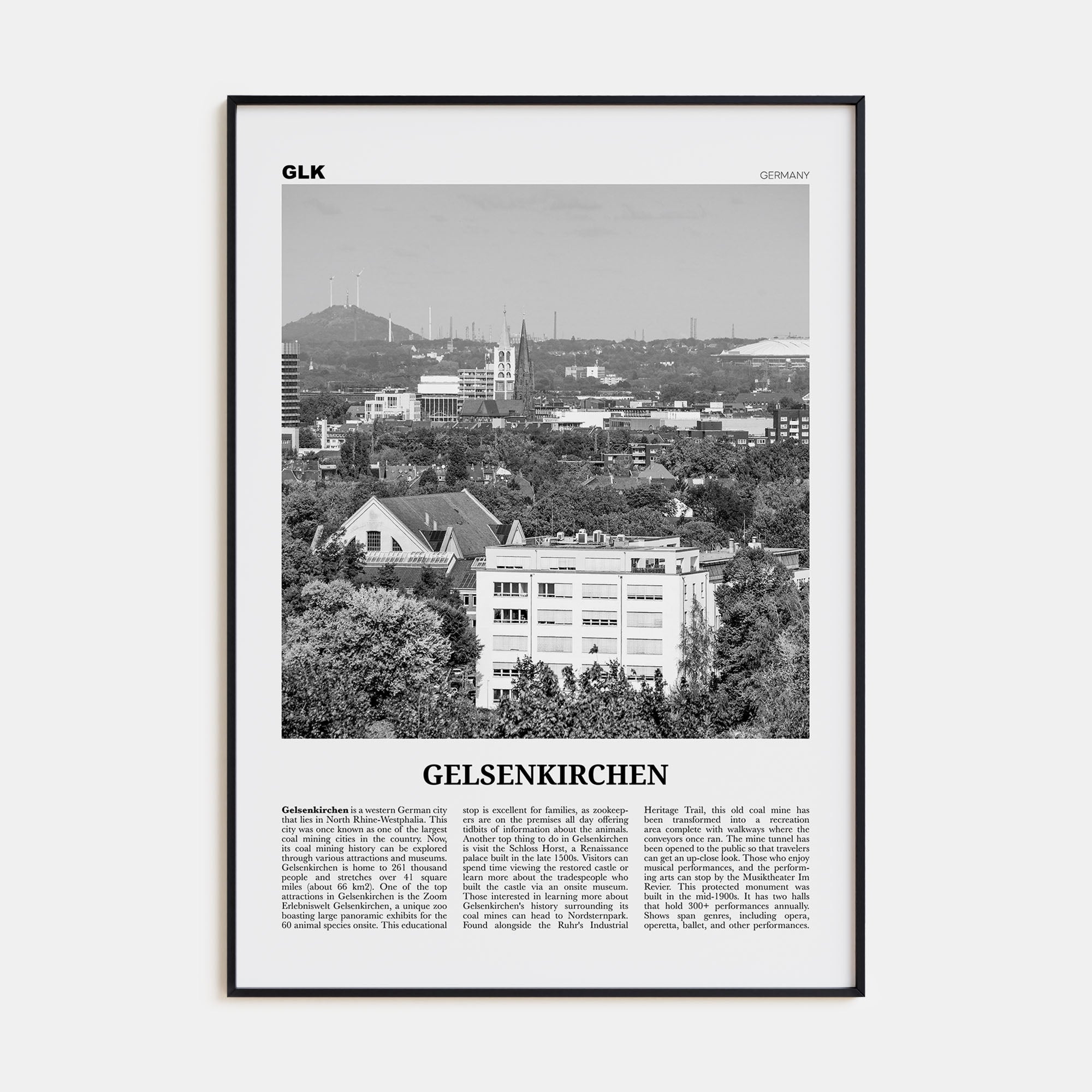 Gelsenkirchen Travel B&W Poster