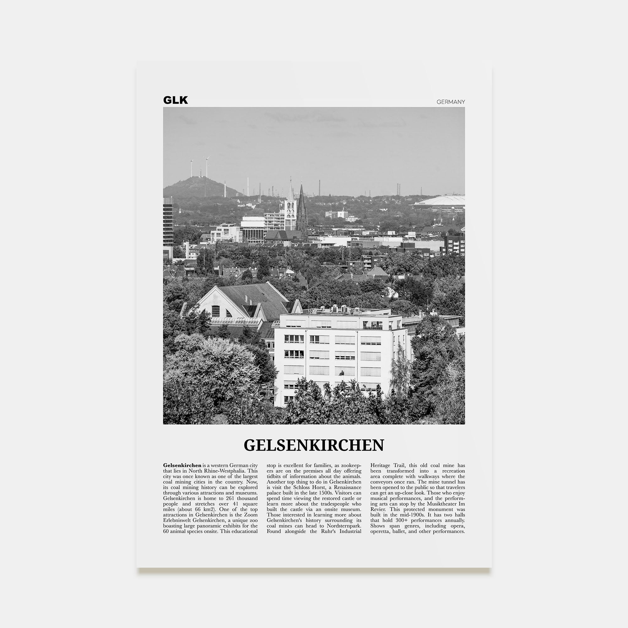 Gelsenkirchen Travel B&W Poster