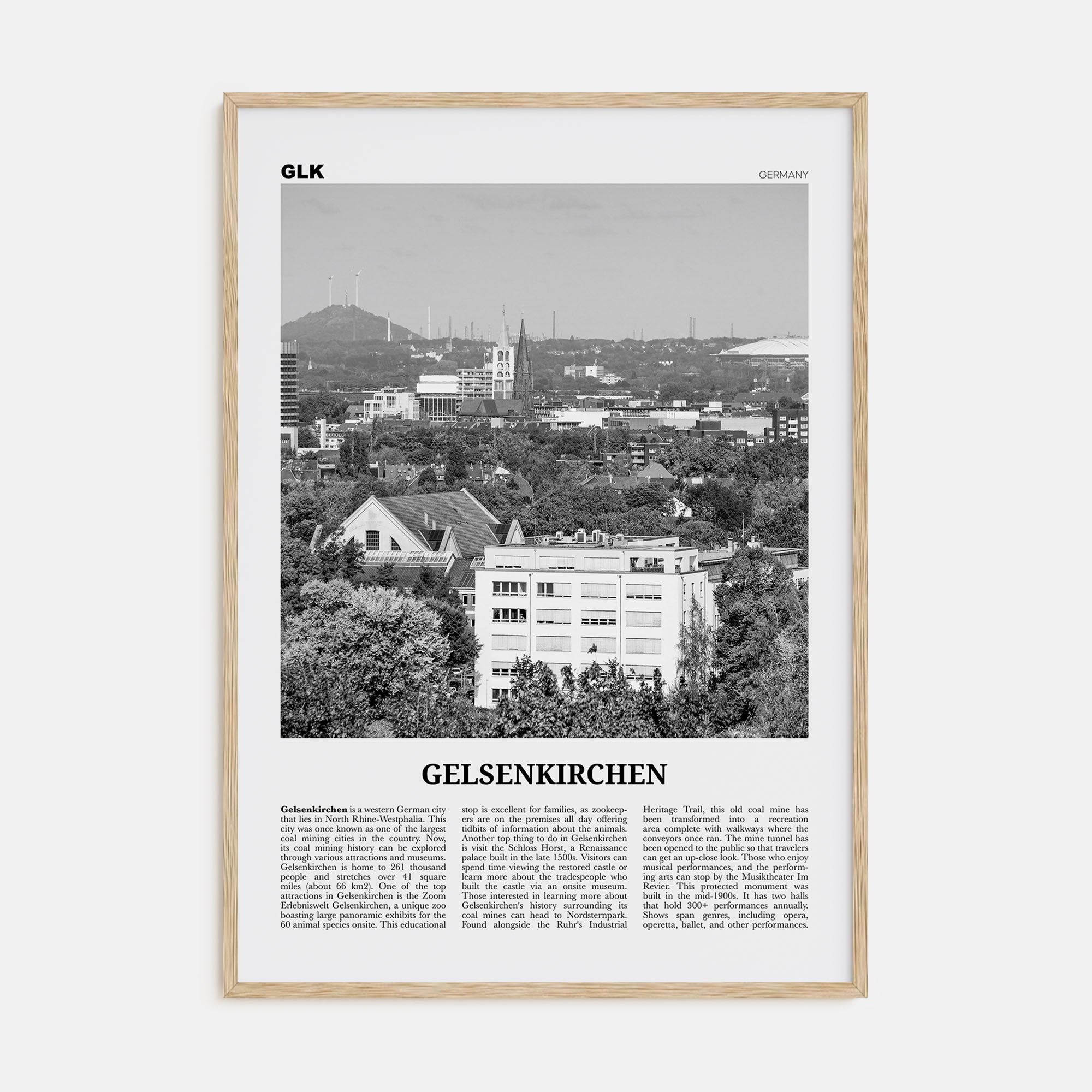 Gelsenkirchen Travel B&W Poster