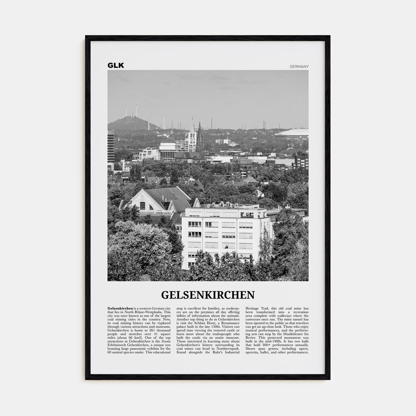 Gelsenkirchen Travel B&W Poster