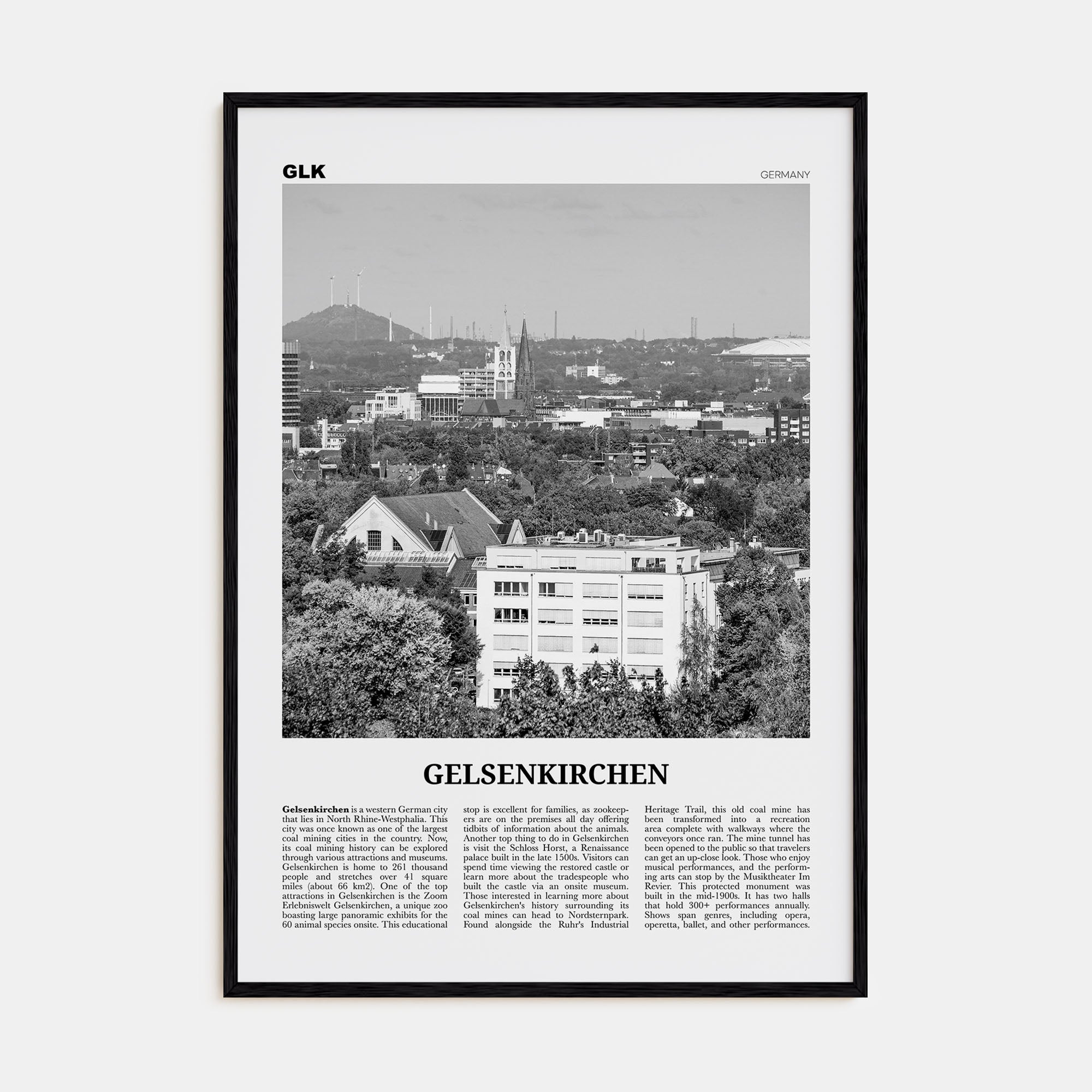 Gelsenkirchen Travel B&W Poster