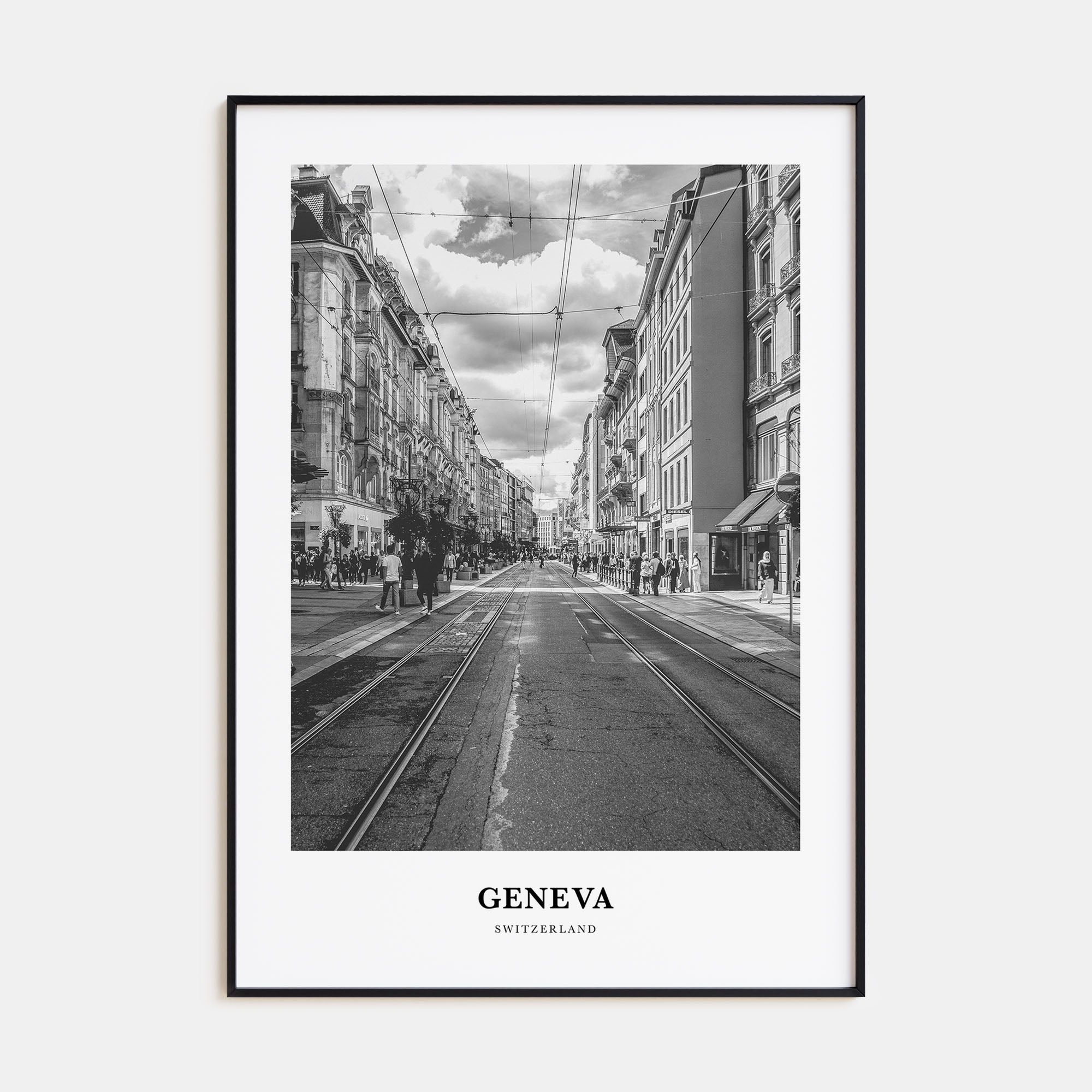 Geneva Portrait B&W Poster