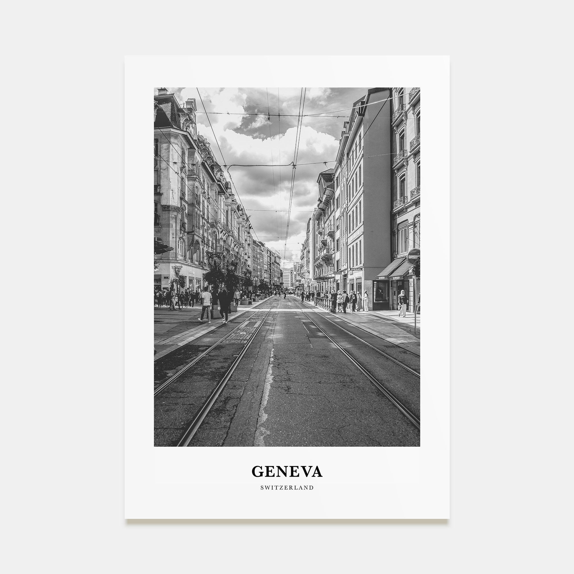 Geneva Portrait B&W Poster