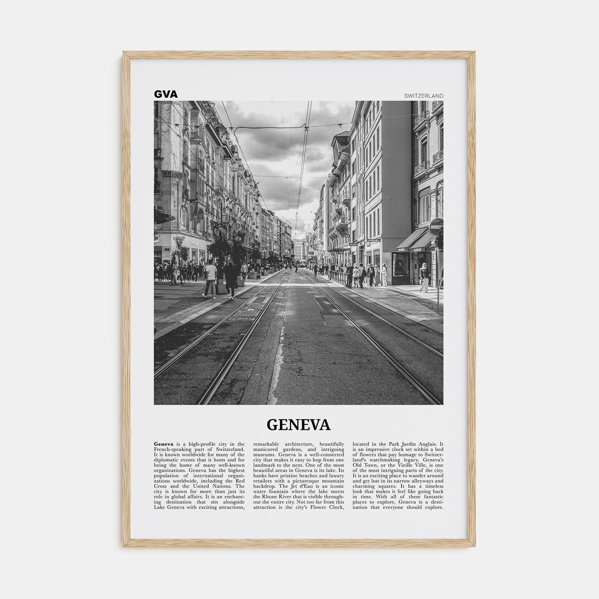 Geneva Travel B&W Poster