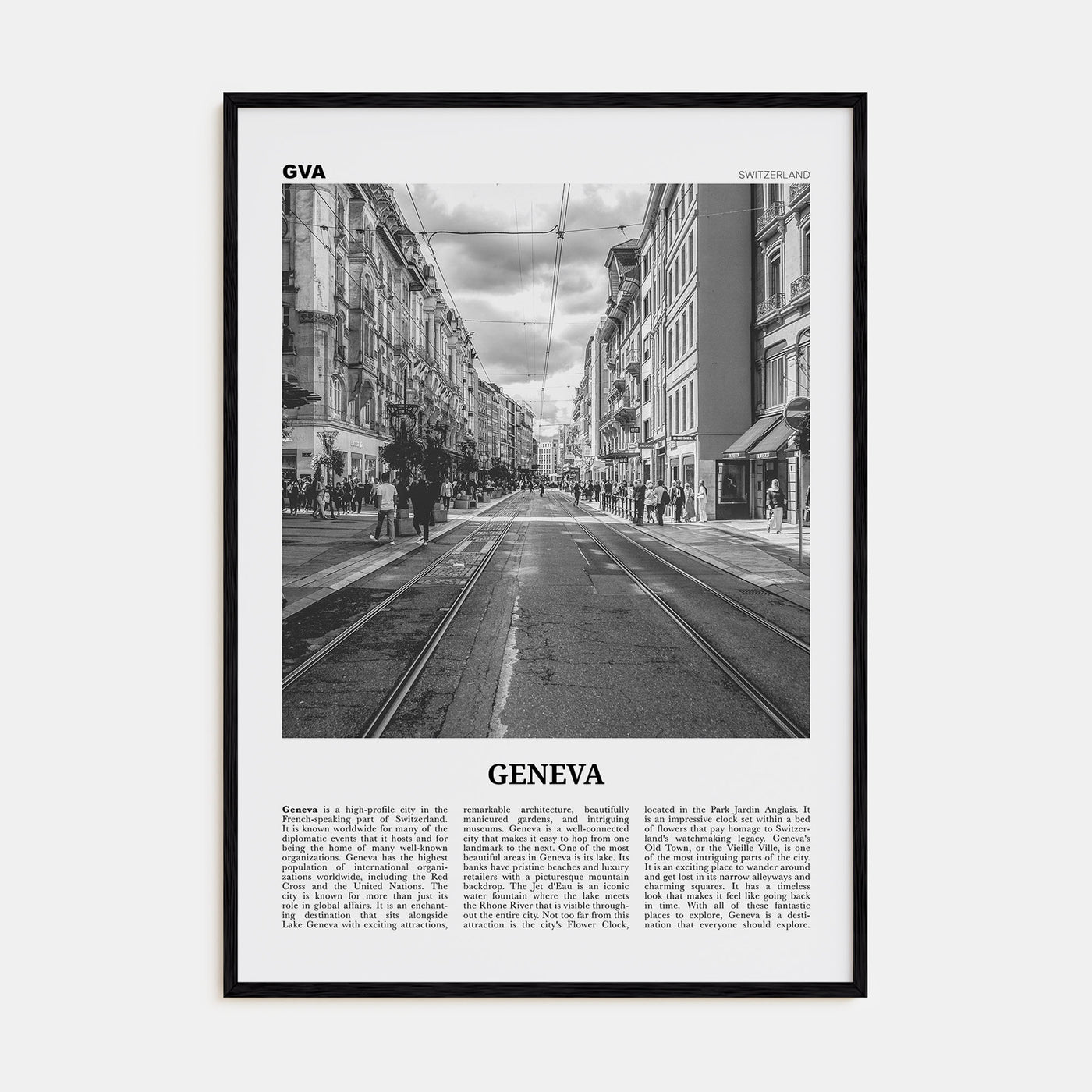Geneva Travel B&W Poster