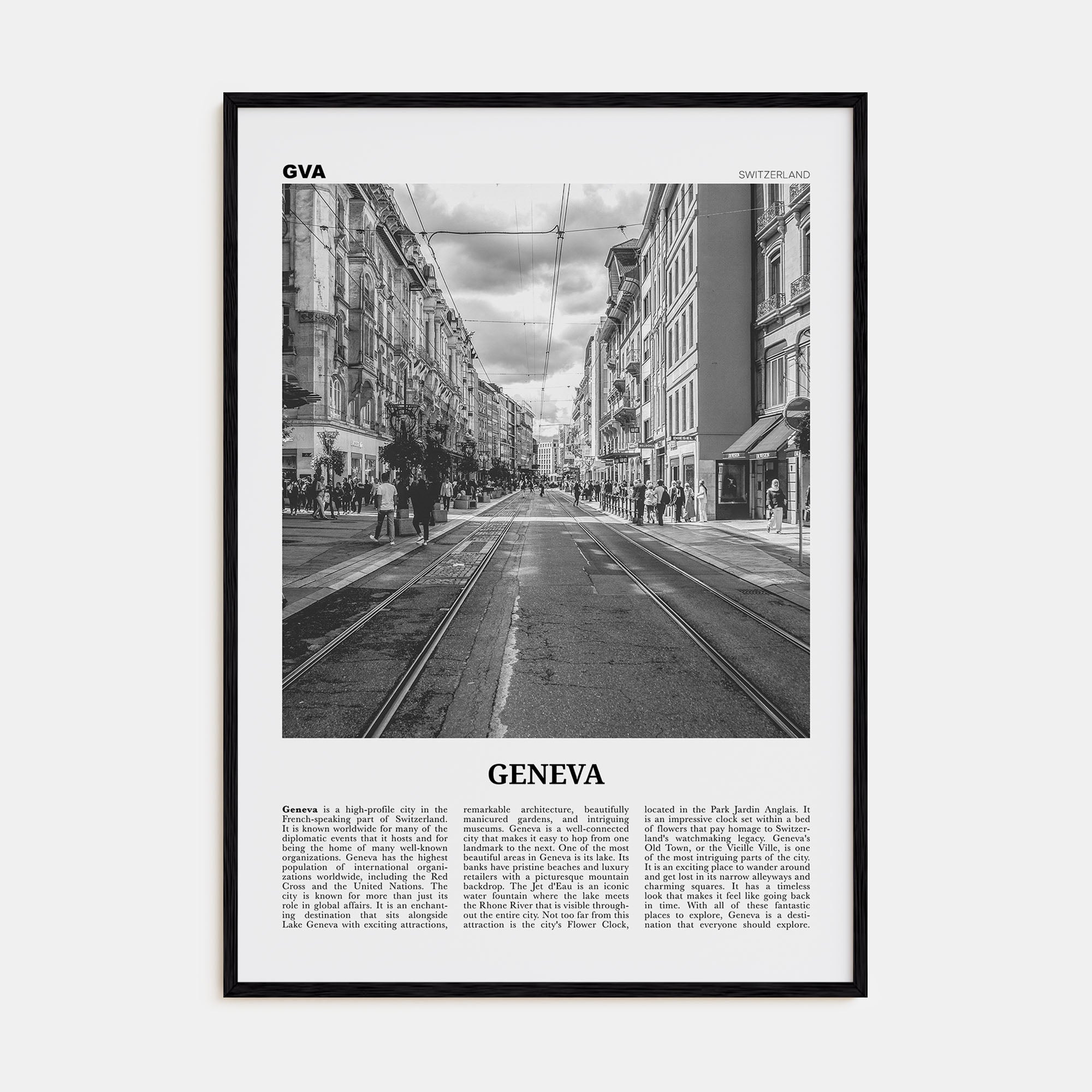 Geneva Travel B&W Poster