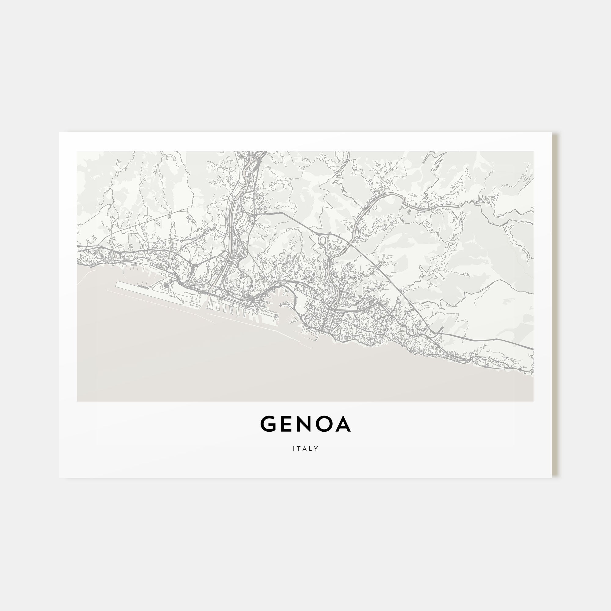 Genoa Map Landscape Poster