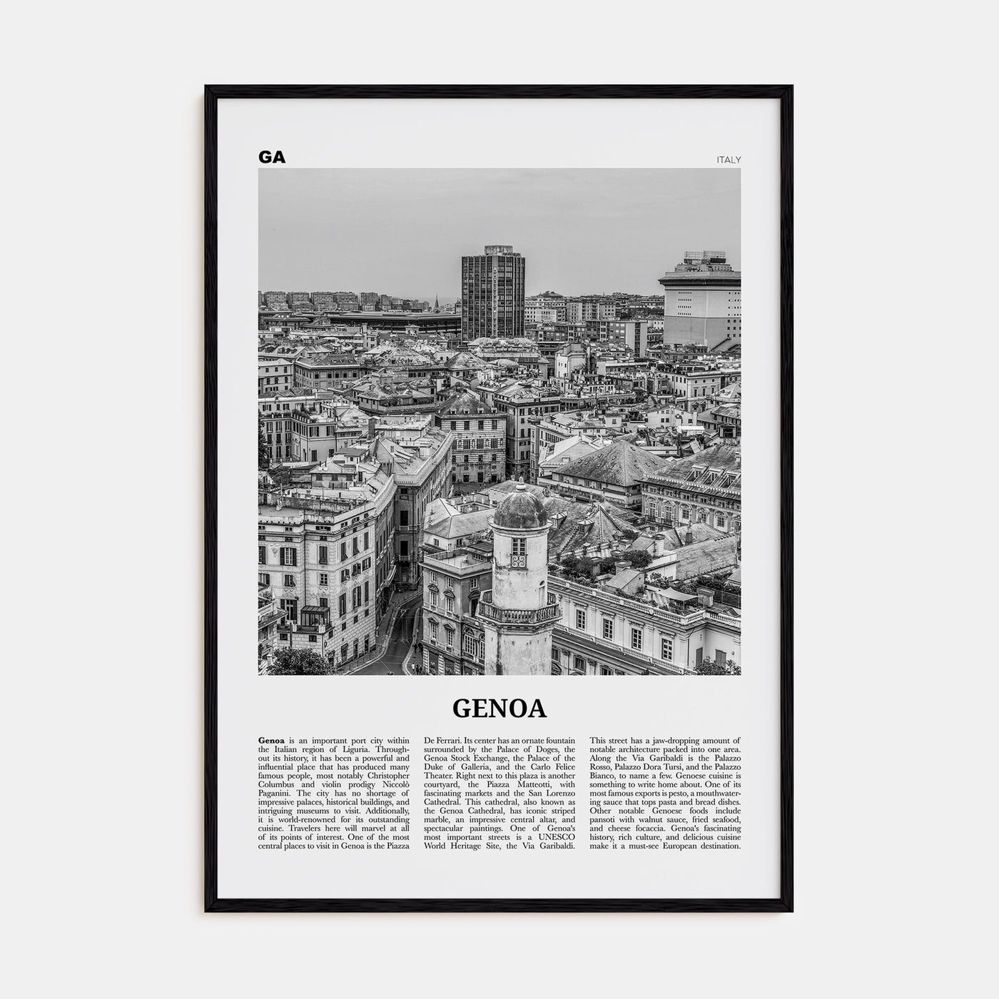 Genoa Travel B&W Poster