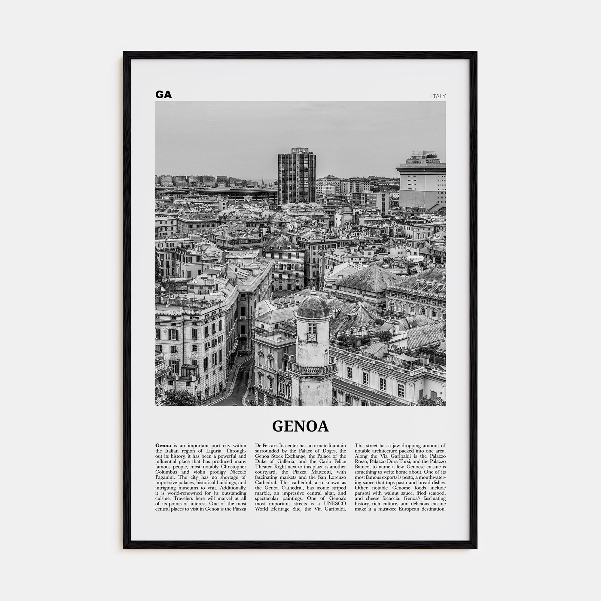 Genoa Travel B&W Poster