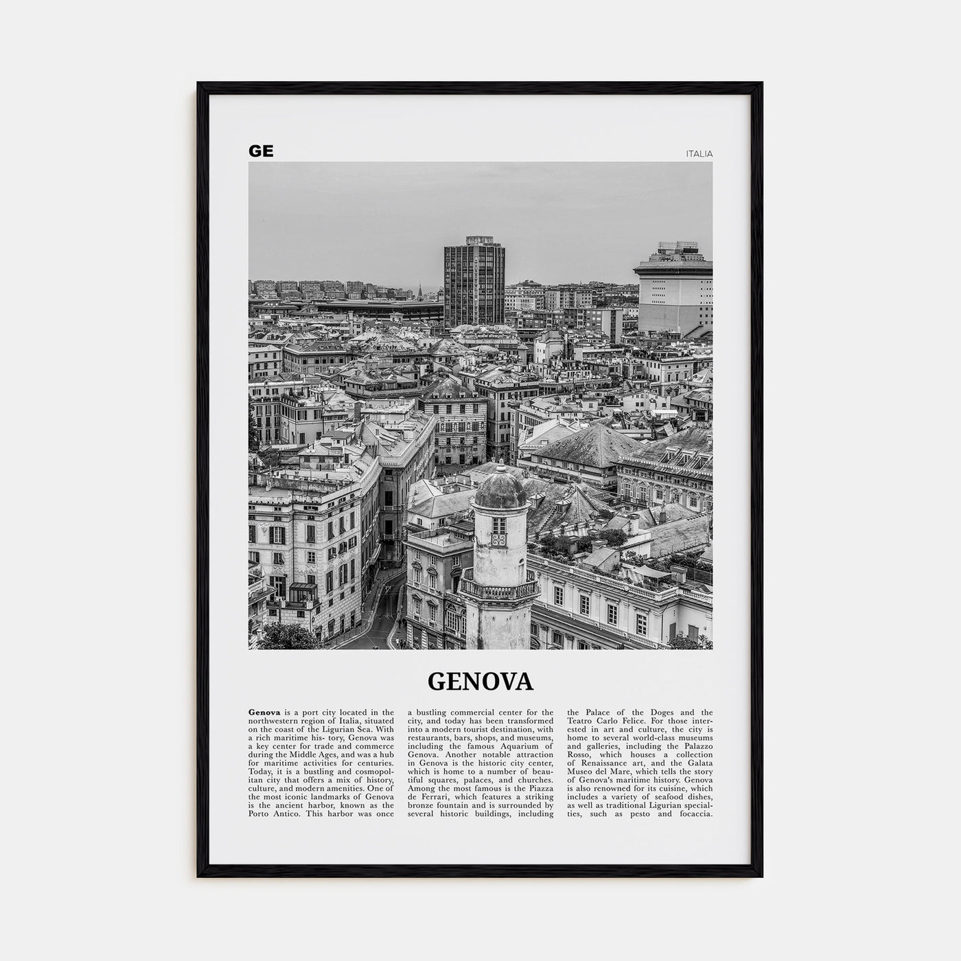 Genova Travel B&W Poster
