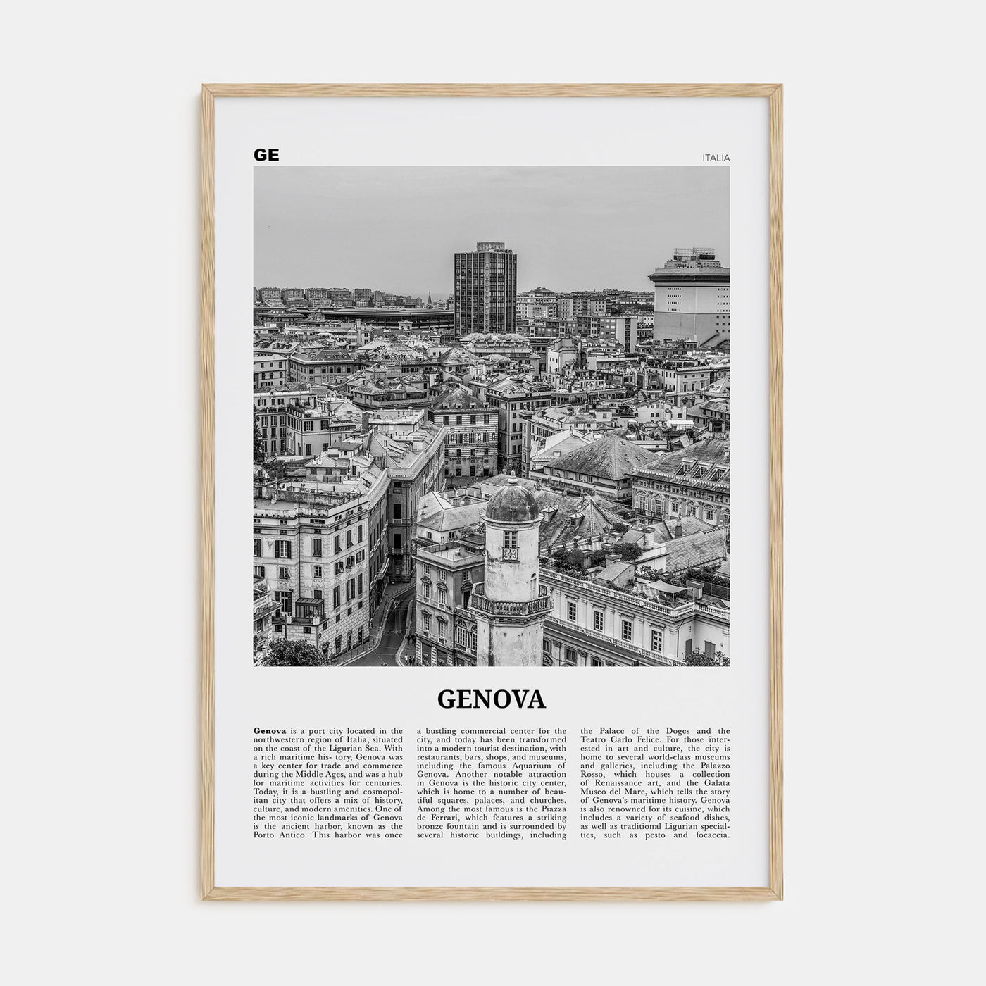 Genova Travel B&W Poster