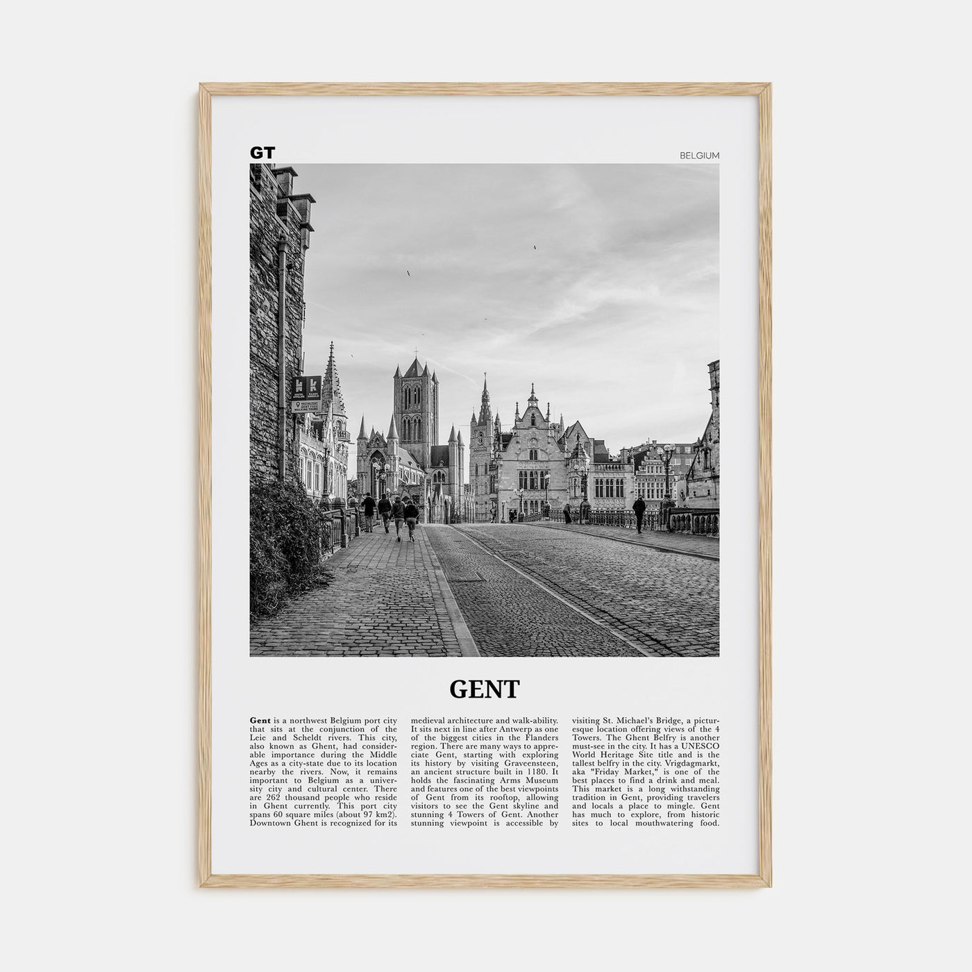 Gent Travel B&W Poster