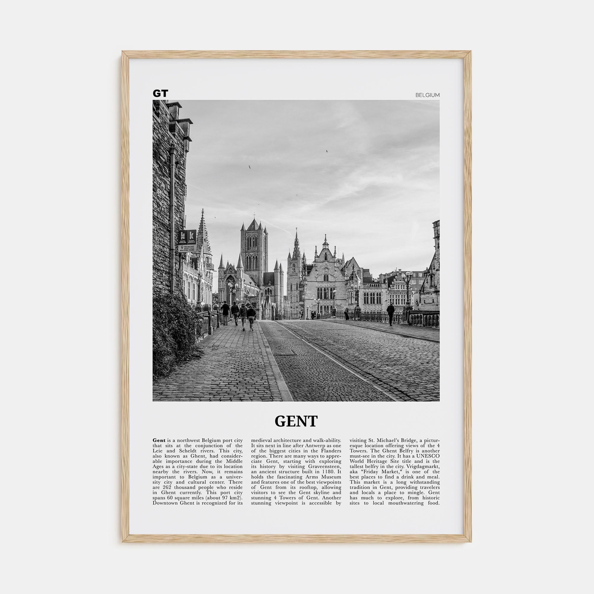Gent Travel B&W Poster
