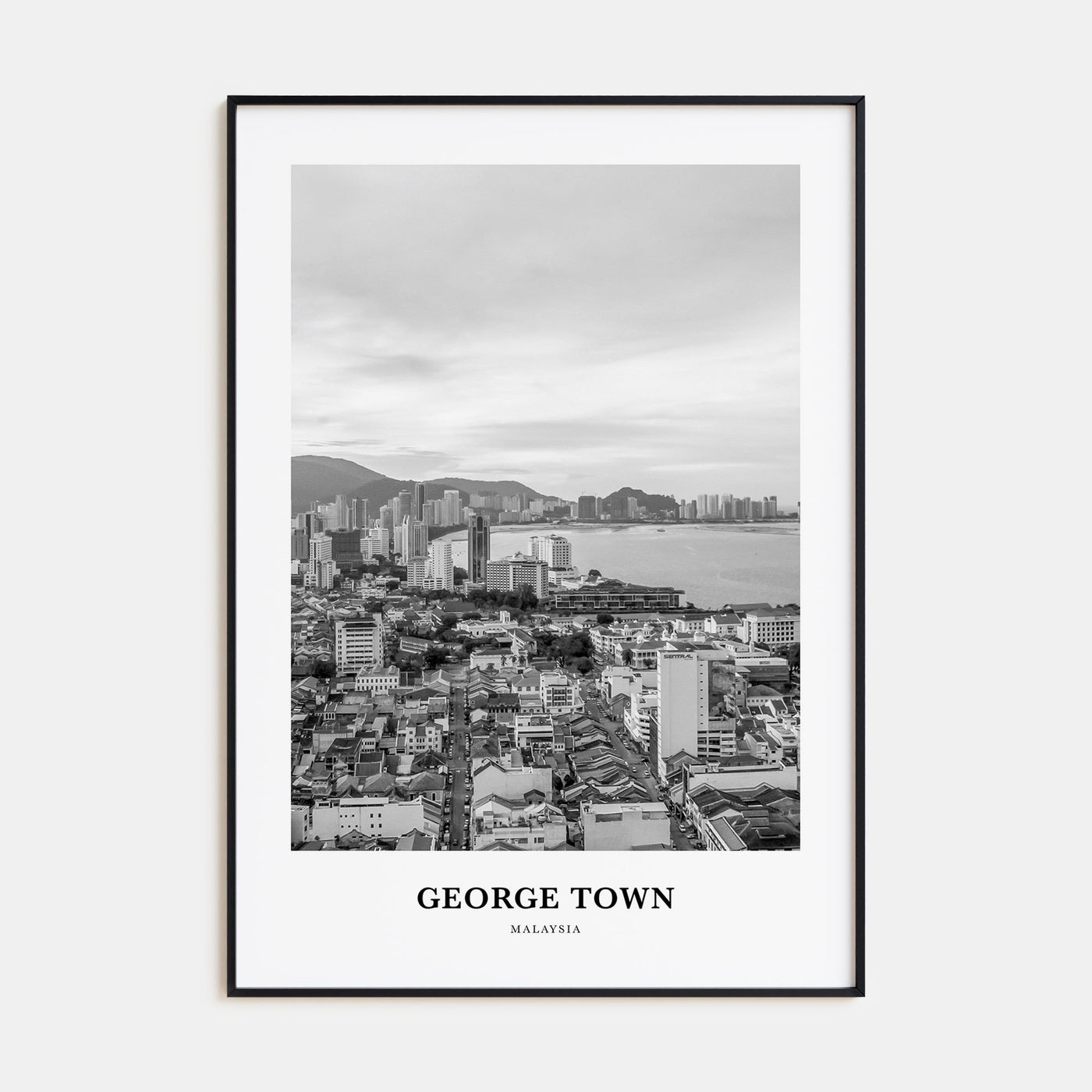 George Town, Malaysia Portrait B&W Poster