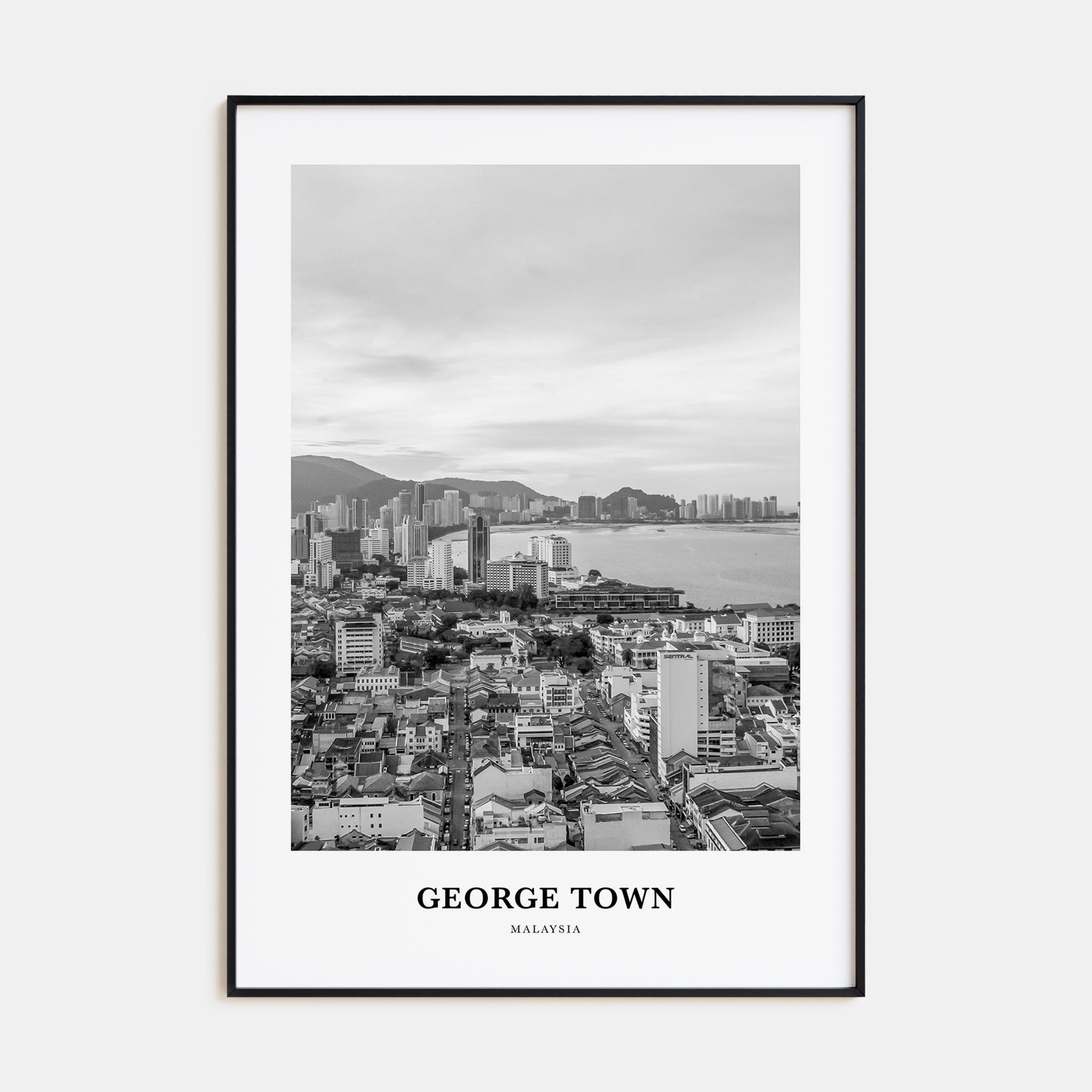 George Town, Malaysia Portrait B&W Poster