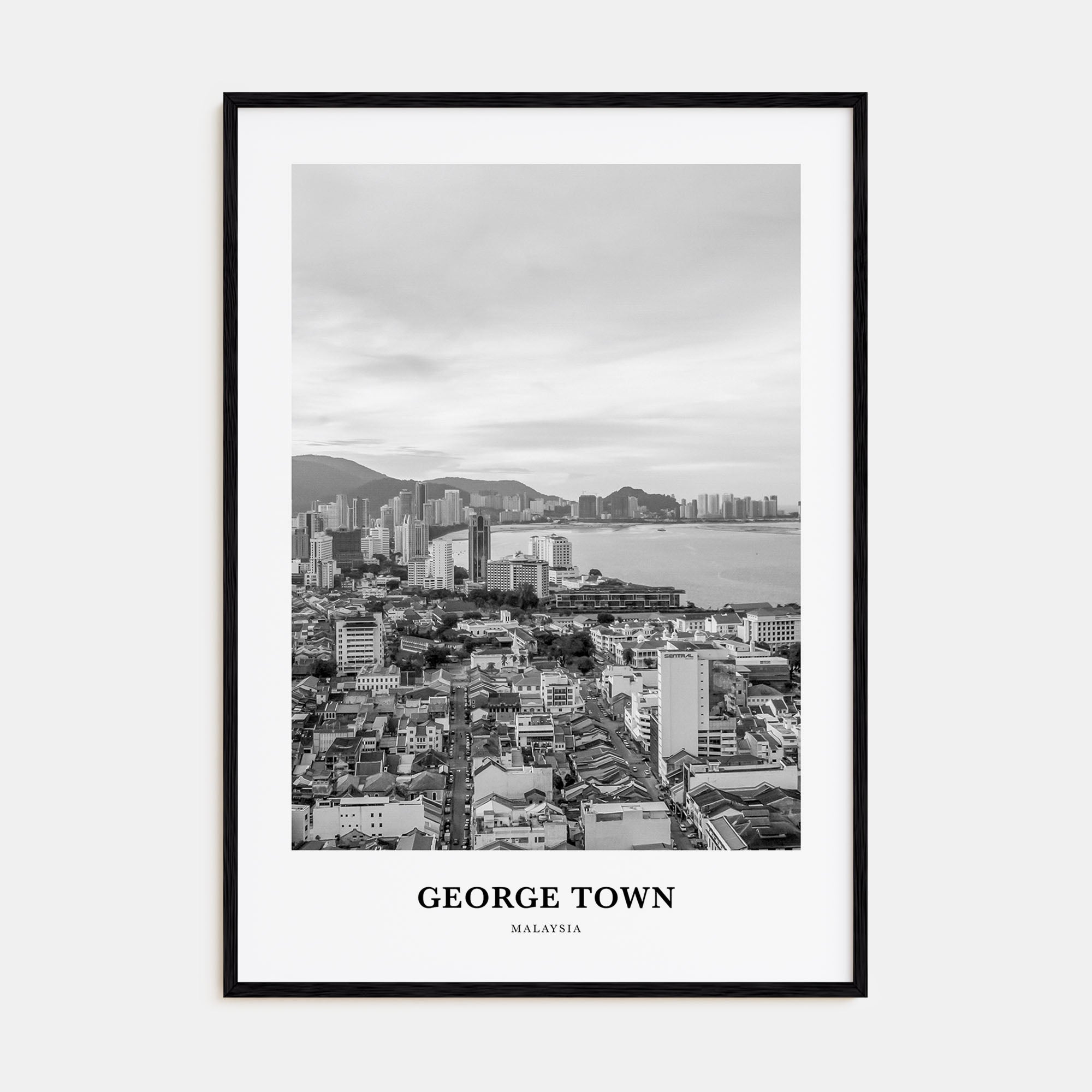 George Town, Malaysia Portrait B&W Poster