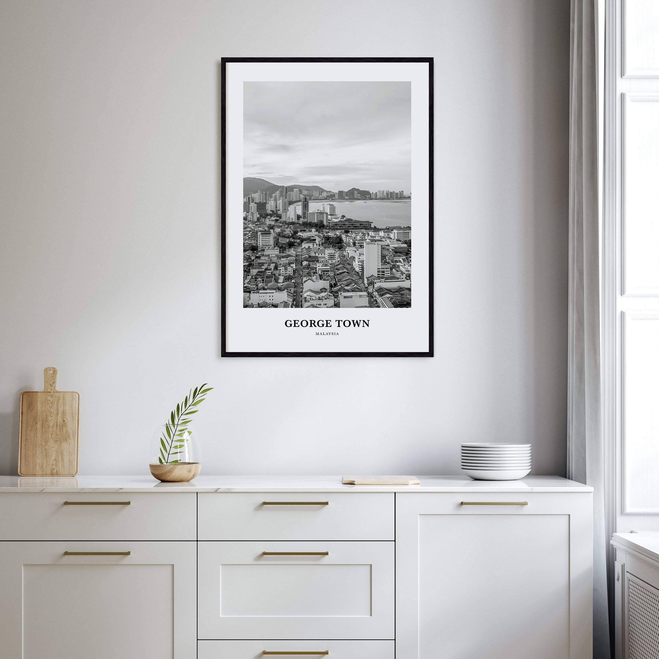 George Town, Malaysia Portrait B&W Poster