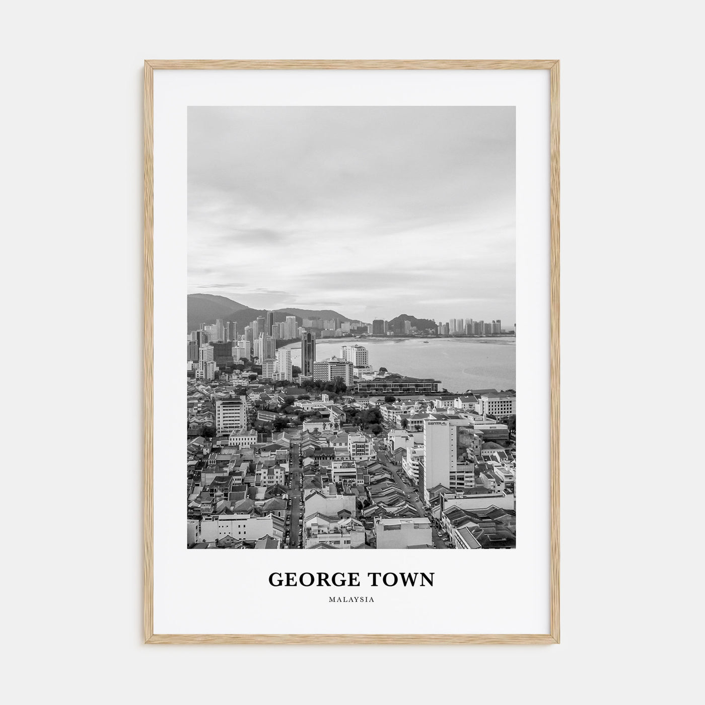 George Town, Malaysia Portrait B&W Poster