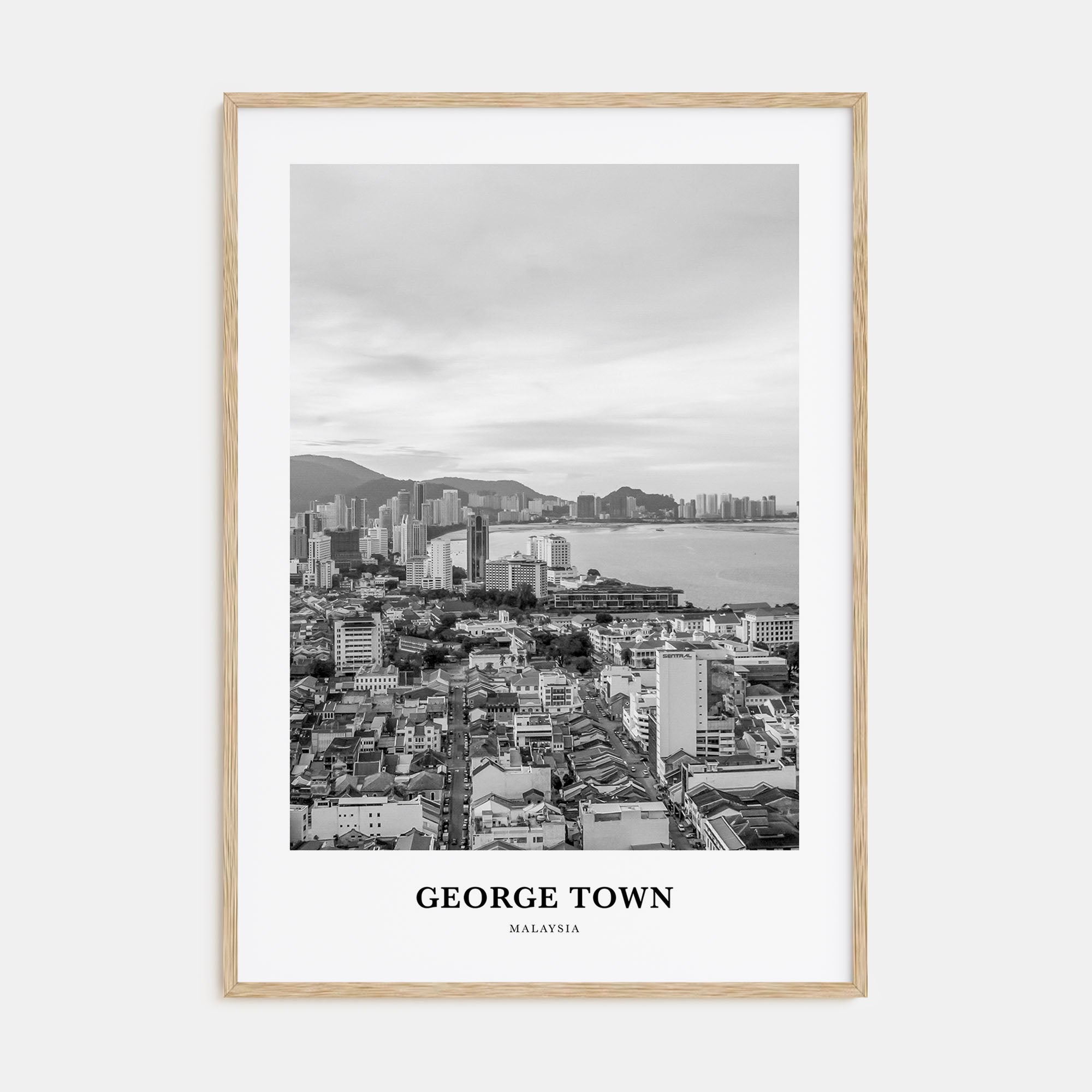 George Town, Malaysia Portrait B&W Poster