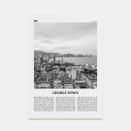 George Town, Malaysia Travel B&W Poster