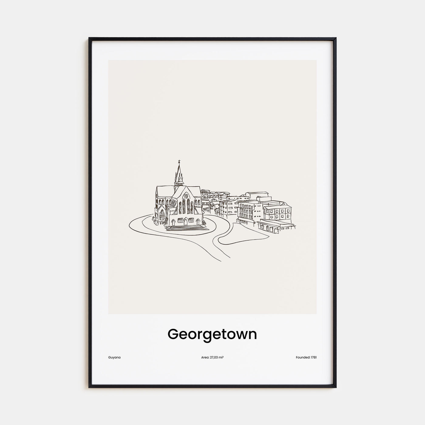 Georgetown, Guyana Drawn Poster