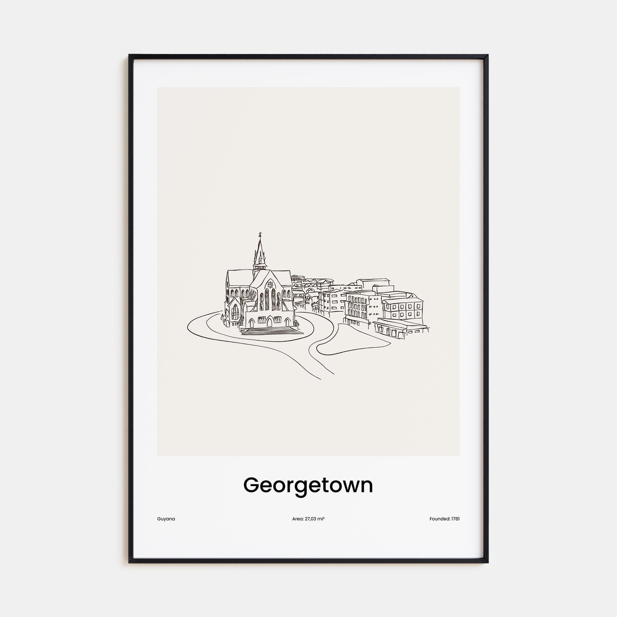 Georgetown, Guyana Drawn Poster