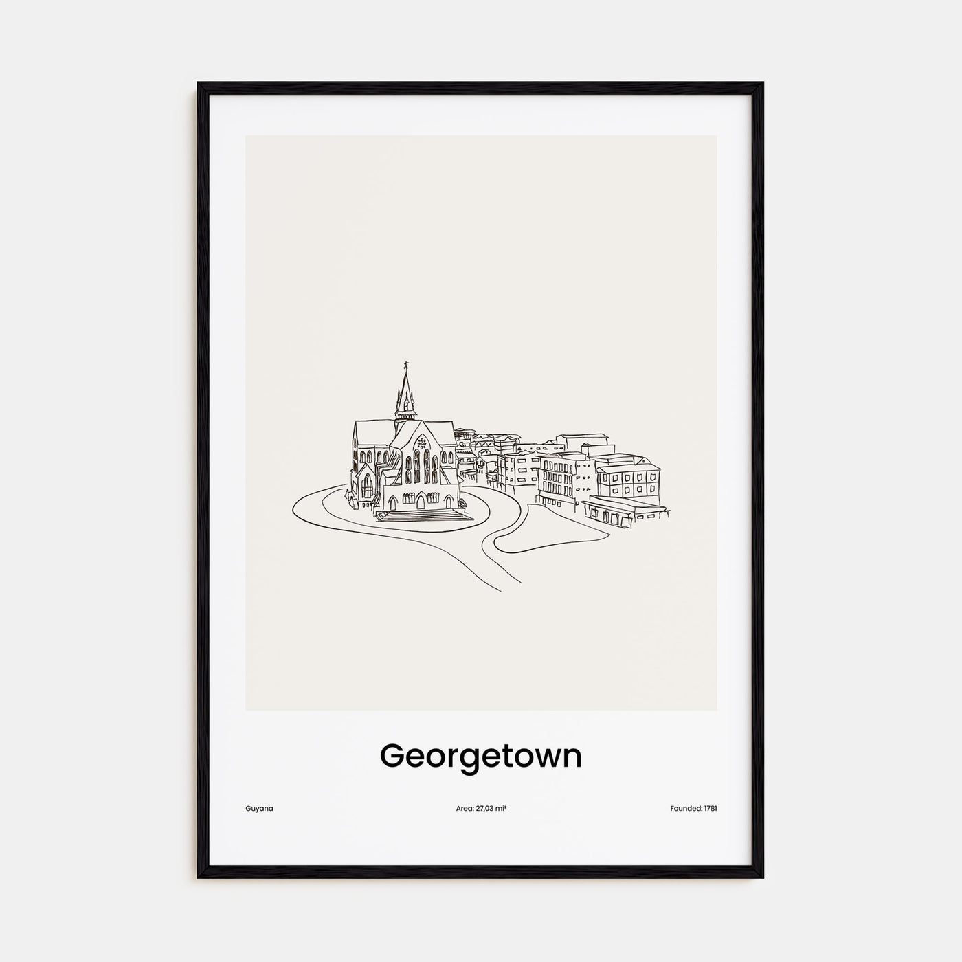 Georgetown, Guyana Drawn Poster