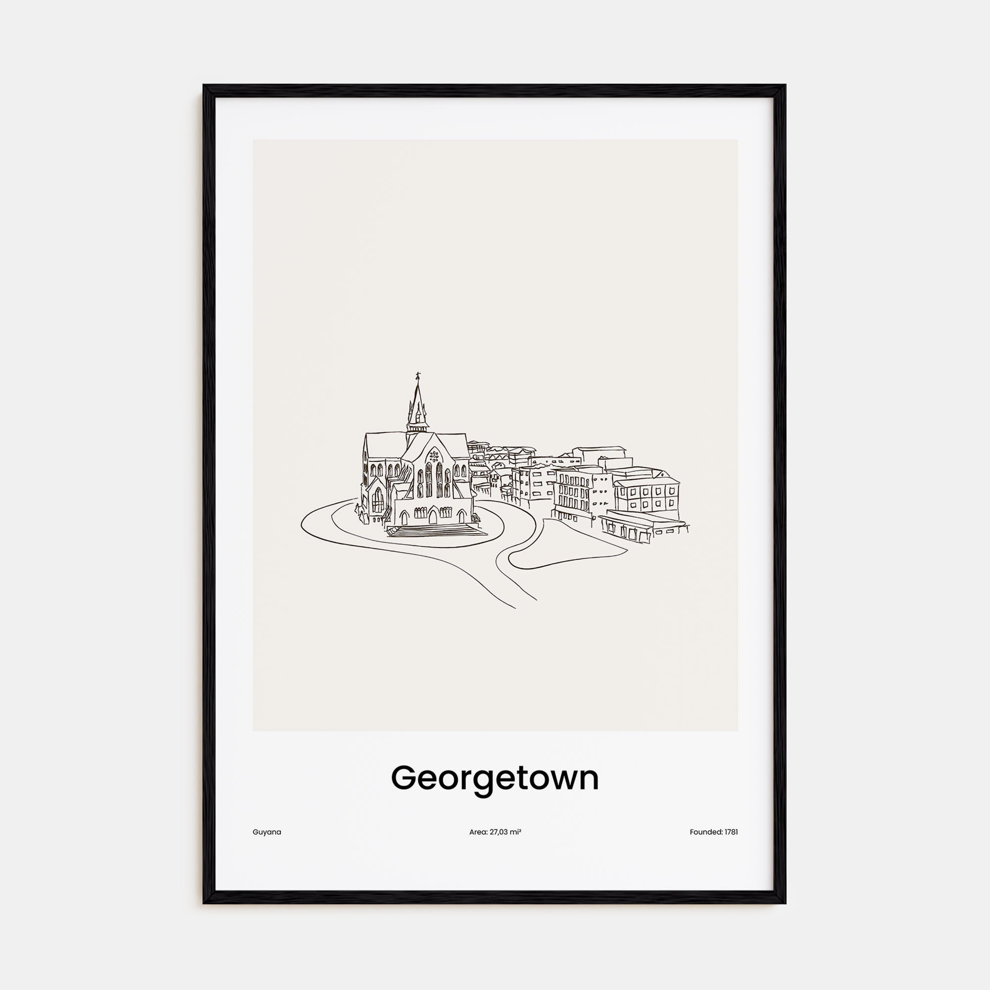 Georgetown, Guyana Drawn Poster