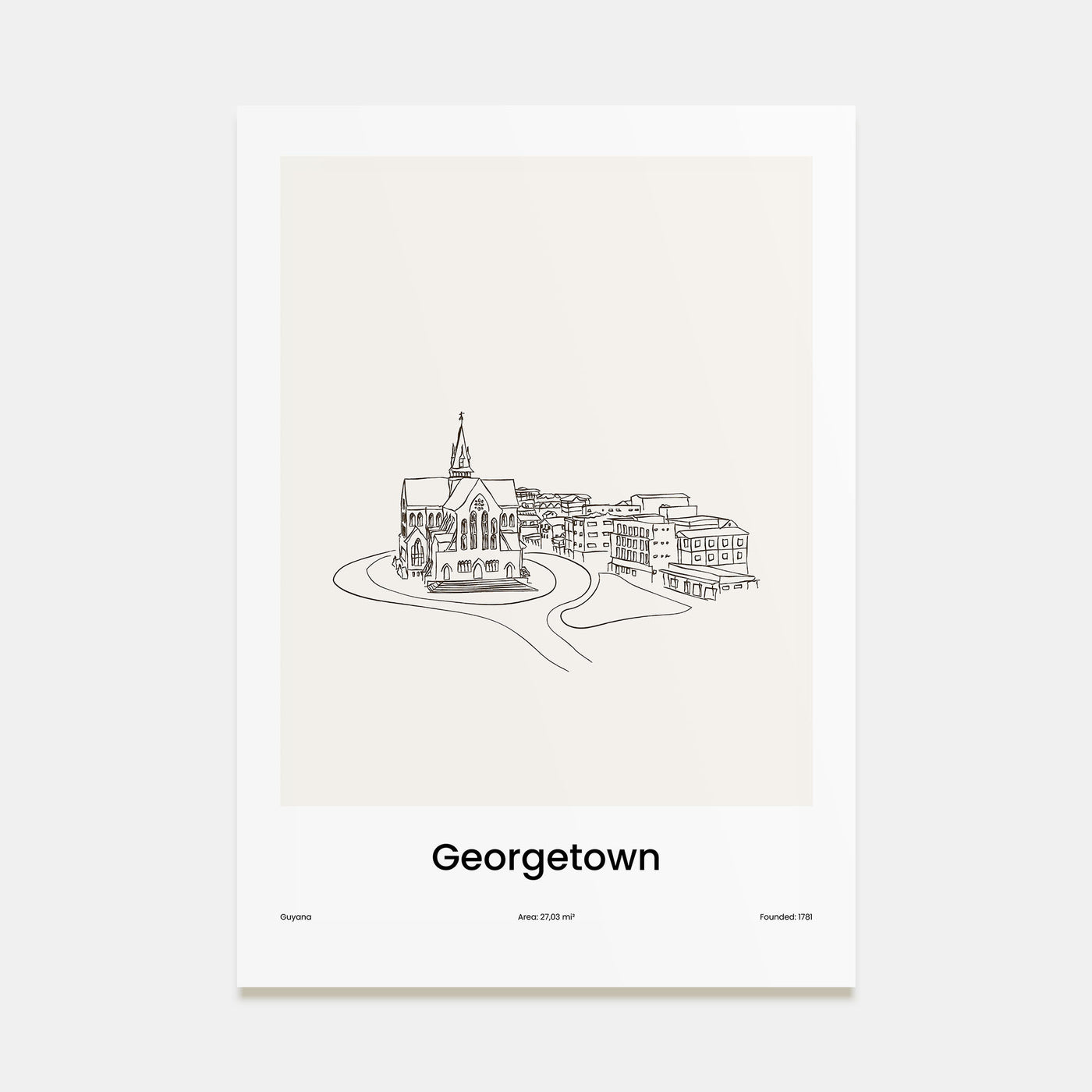 Georgetown, Guyana Drawn Poster
