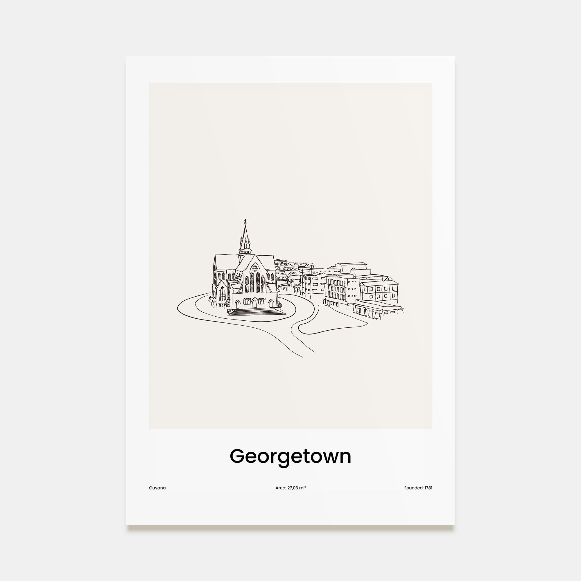 Georgetown, Guyana Drawn Poster