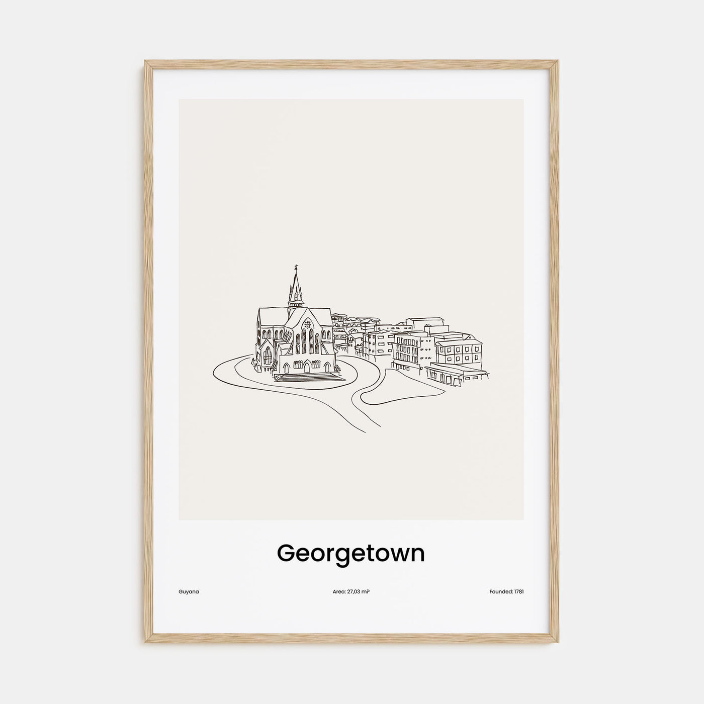 Georgetown, Guyana Drawn Poster