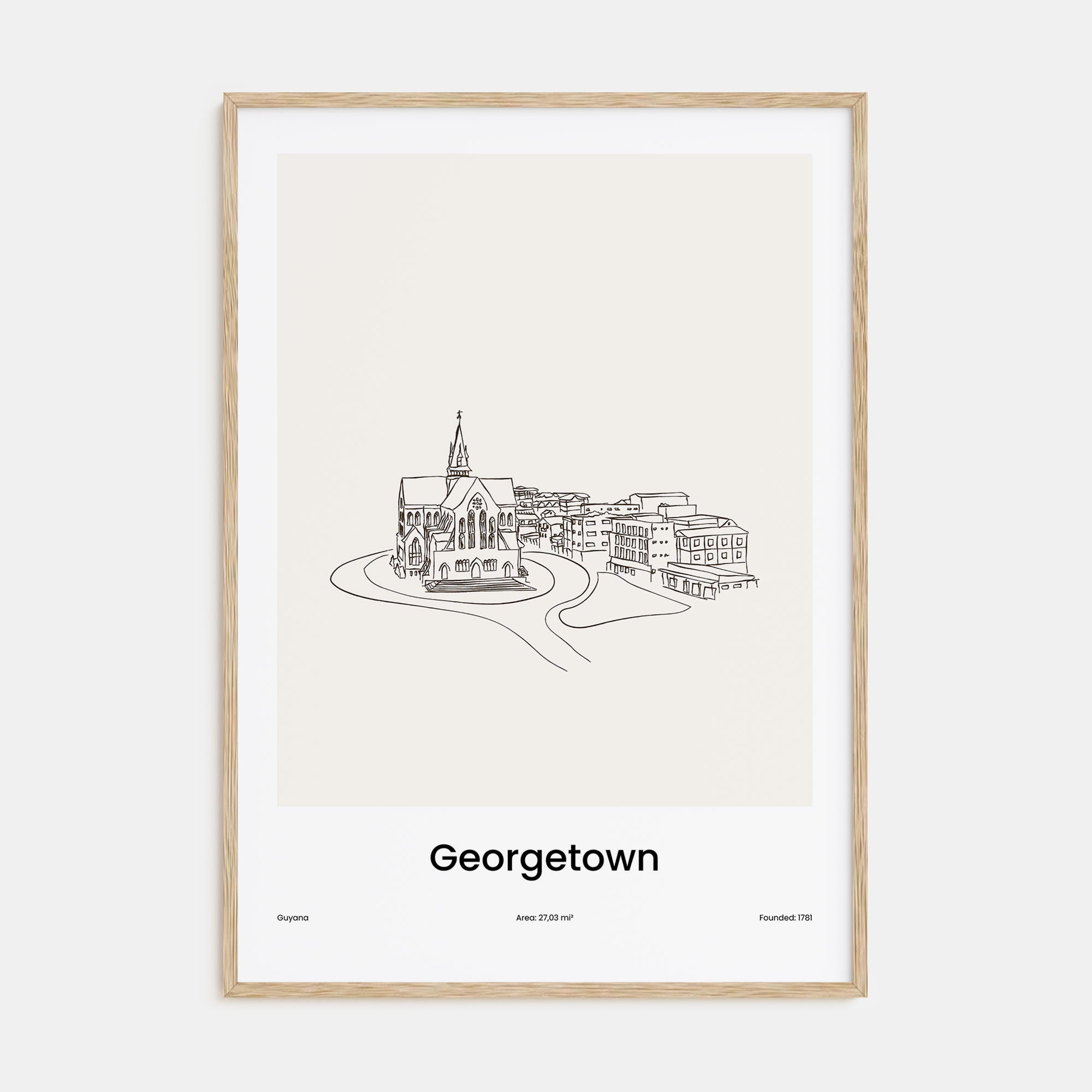 Georgetown, Guyana Drawn Poster