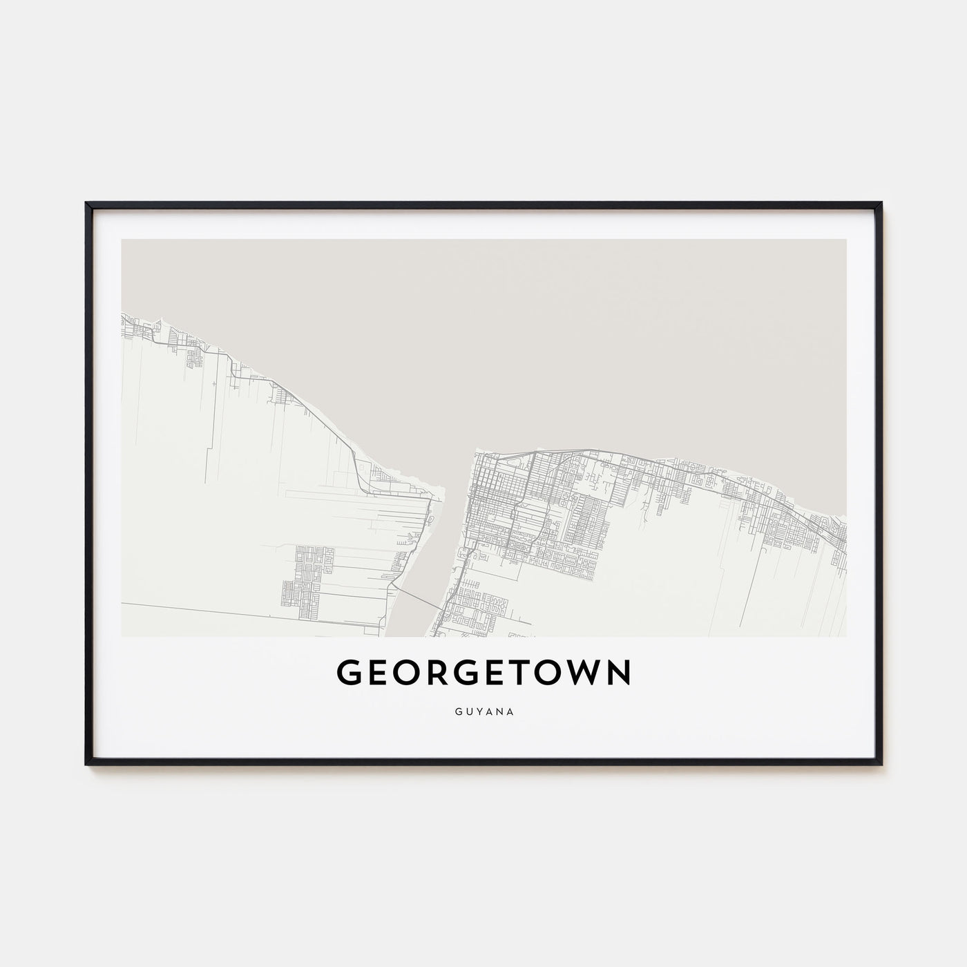 Georgetown, Guyana Map Landscape Poster