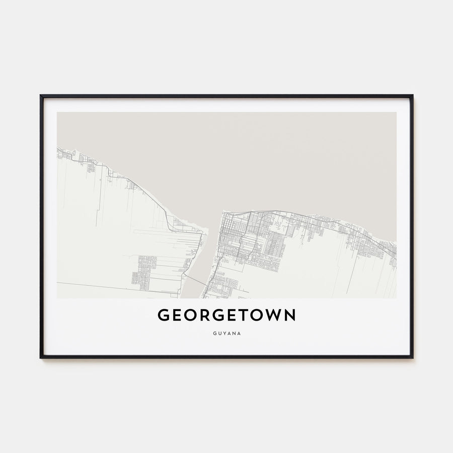 Georgetown, Guyana Map Landscape Poster