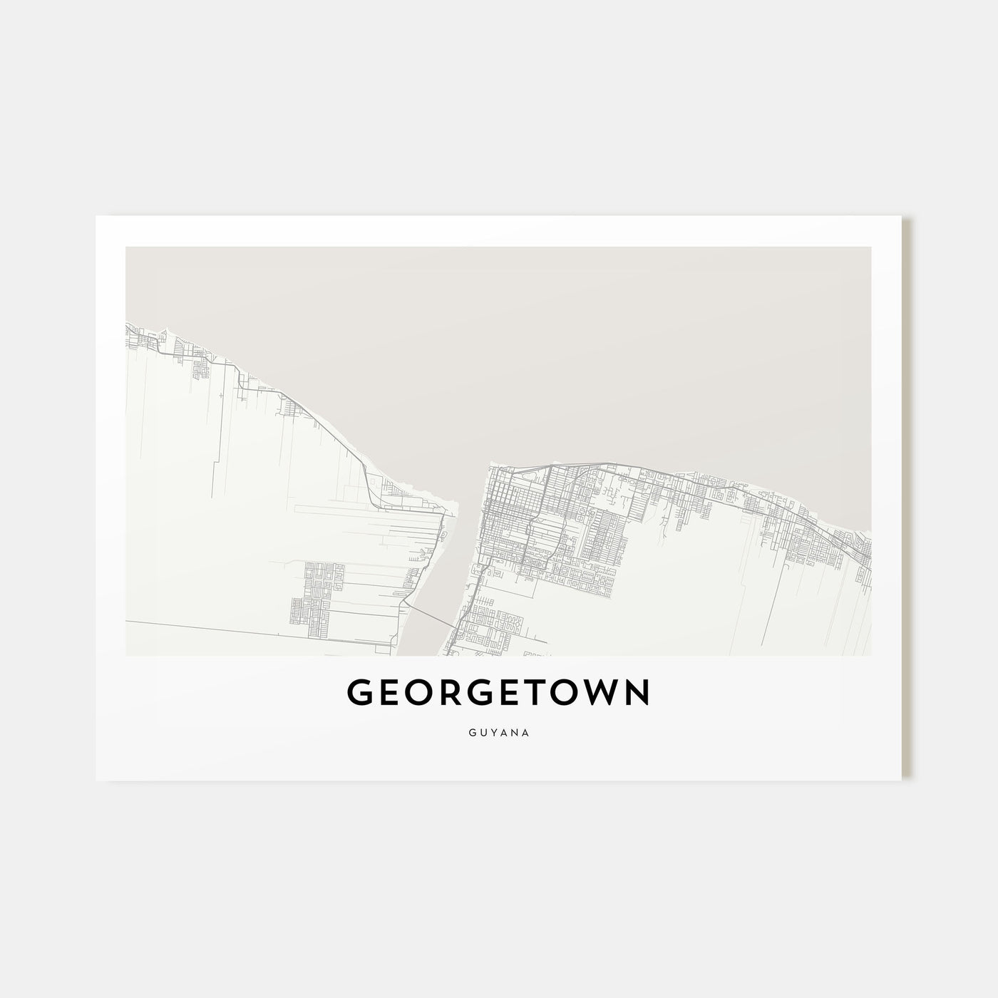 Georgetown, Guyana Map Landscape Poster